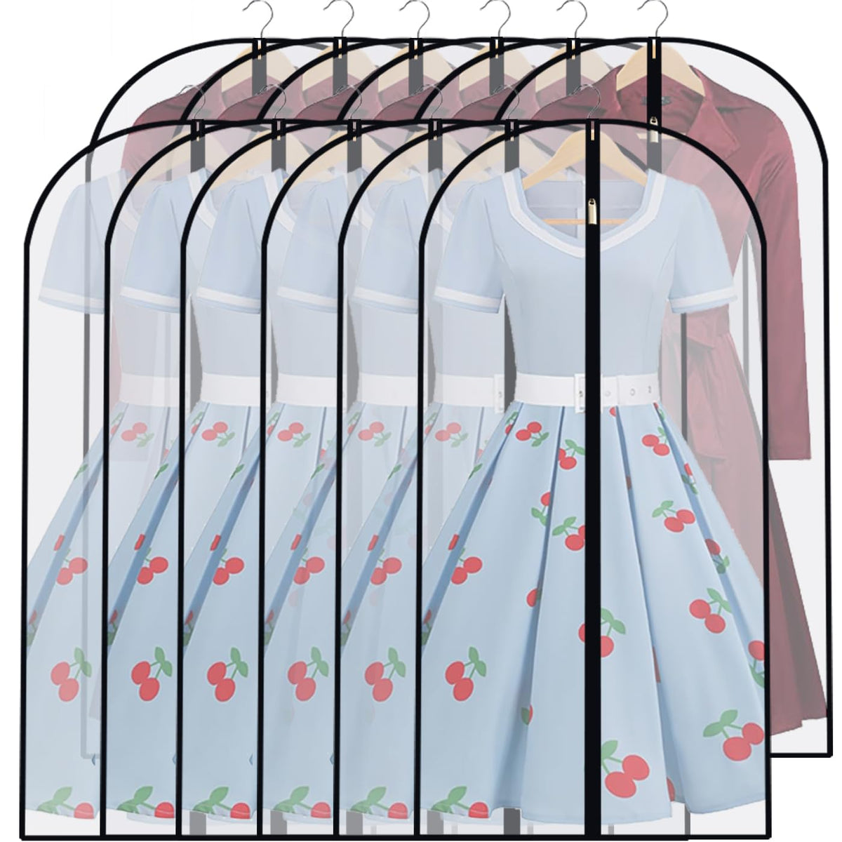 Garment Bags for Hanging Clothes 24" x 40"Coat Covers for Closet Foldable Washable Dress Bags for Hanging Clothes for Long Dress Dance Costumes Suits Gowns Coats