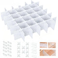 Adjustable Plastic Drawer Separators, 15 PCS Dividers + 25 Connectors, 14.96" Length x 4.33" Height, Cuttable Storage Organizer for Socks, Garments, Kitchen Tools, Bedroom & Bathroom Drawers