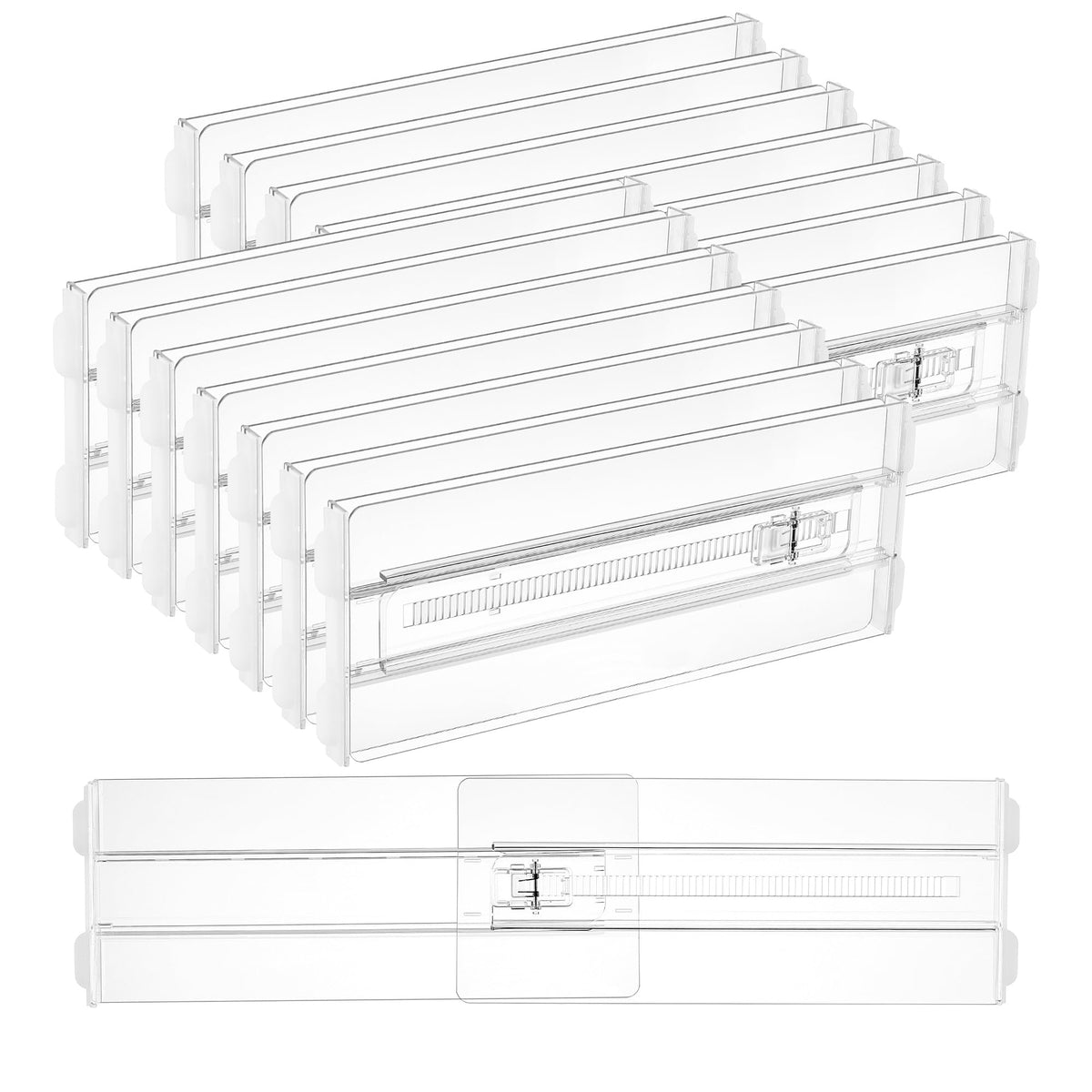 Vtopmart 8 Pack Drawer Dividers for Clothes, 4" High 10.2"-16.5" Adjustable Expandable Dresser Drawer Organizer, Clear Plastic Separators for Dresser, Baby Clothing, Underwear, Cosmetic, Toiletries