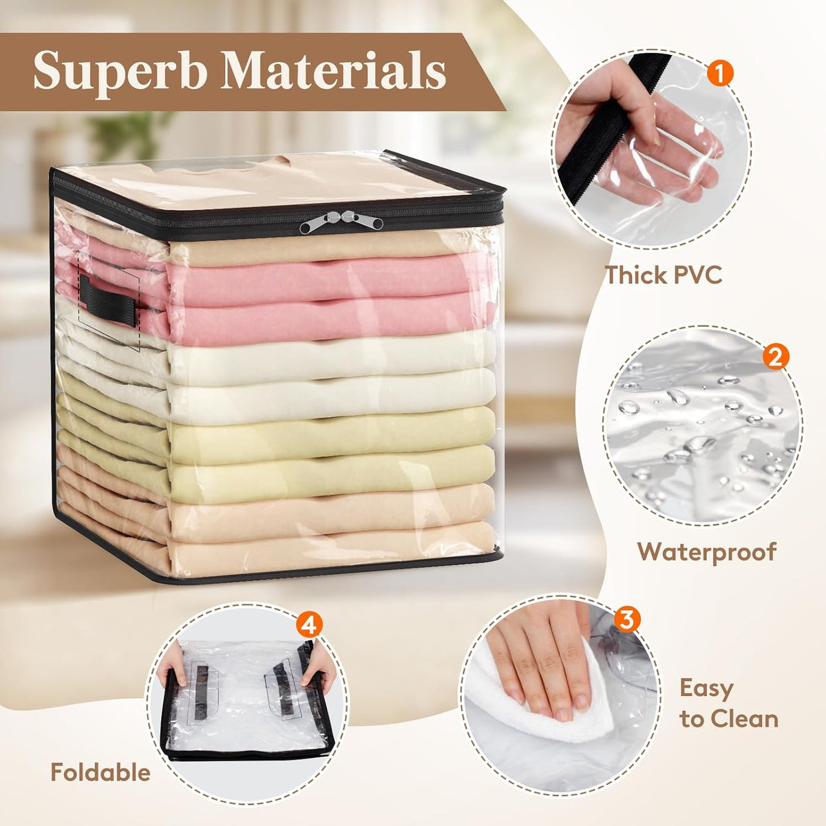 Lifewit 6 Pack Clear Clothes Storage Bags, Sweater Storage with Zipper, 36L