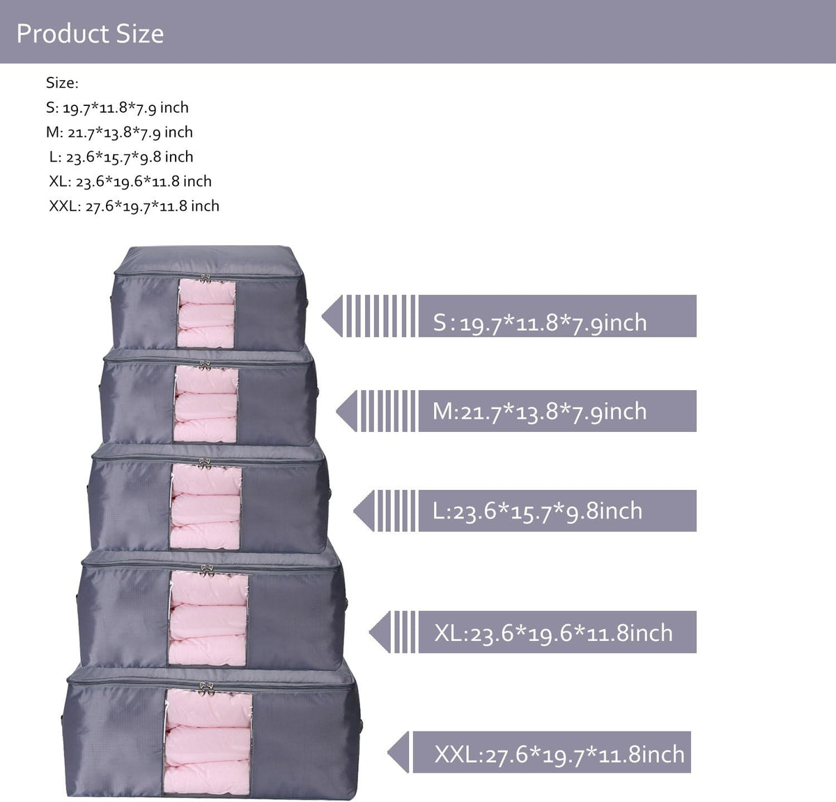 Comforter Storage Bags Pack of 2,Pillow Beddings/Blanket Clothes Organizer Storage Containers with Zippers,Breathable and Moistureproof(Grey 2pcs, XXL)
