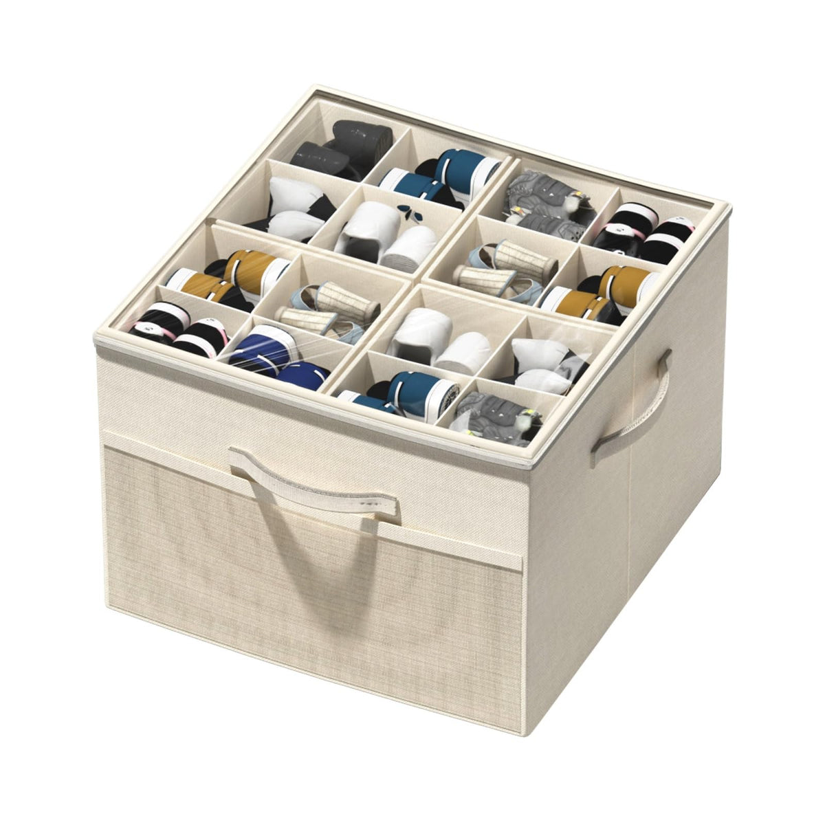 Shoe Organizer for Closet, Foldable Shoe Storage with Adjustable Dividers