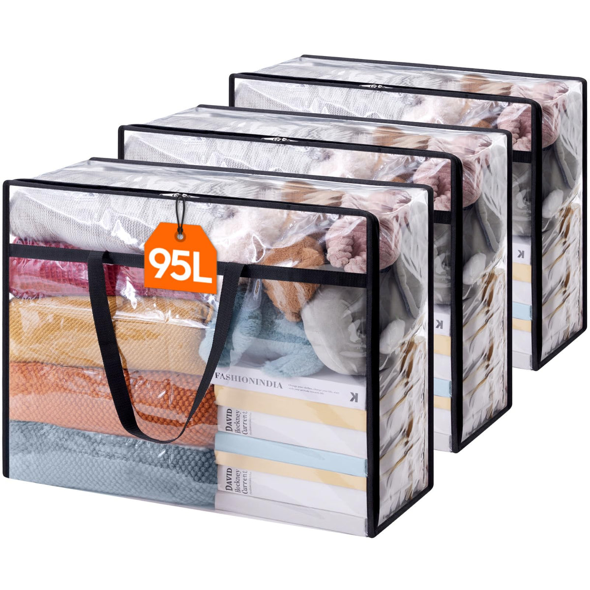 Lifewit 60L Clear Clothes Storage Bags,Plastic Foldable Blanket Storage Bag