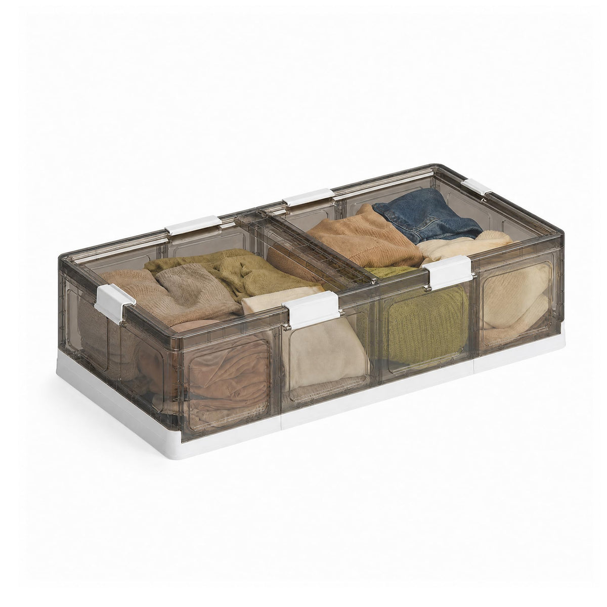 2-Pack Under Bed Storage Containers with Wheels - Stackable, Foldable Plastic Storage Boxes with Lids for Clothes, Shoes, Blankets - Perfect for Bedroom Organization and Dorms