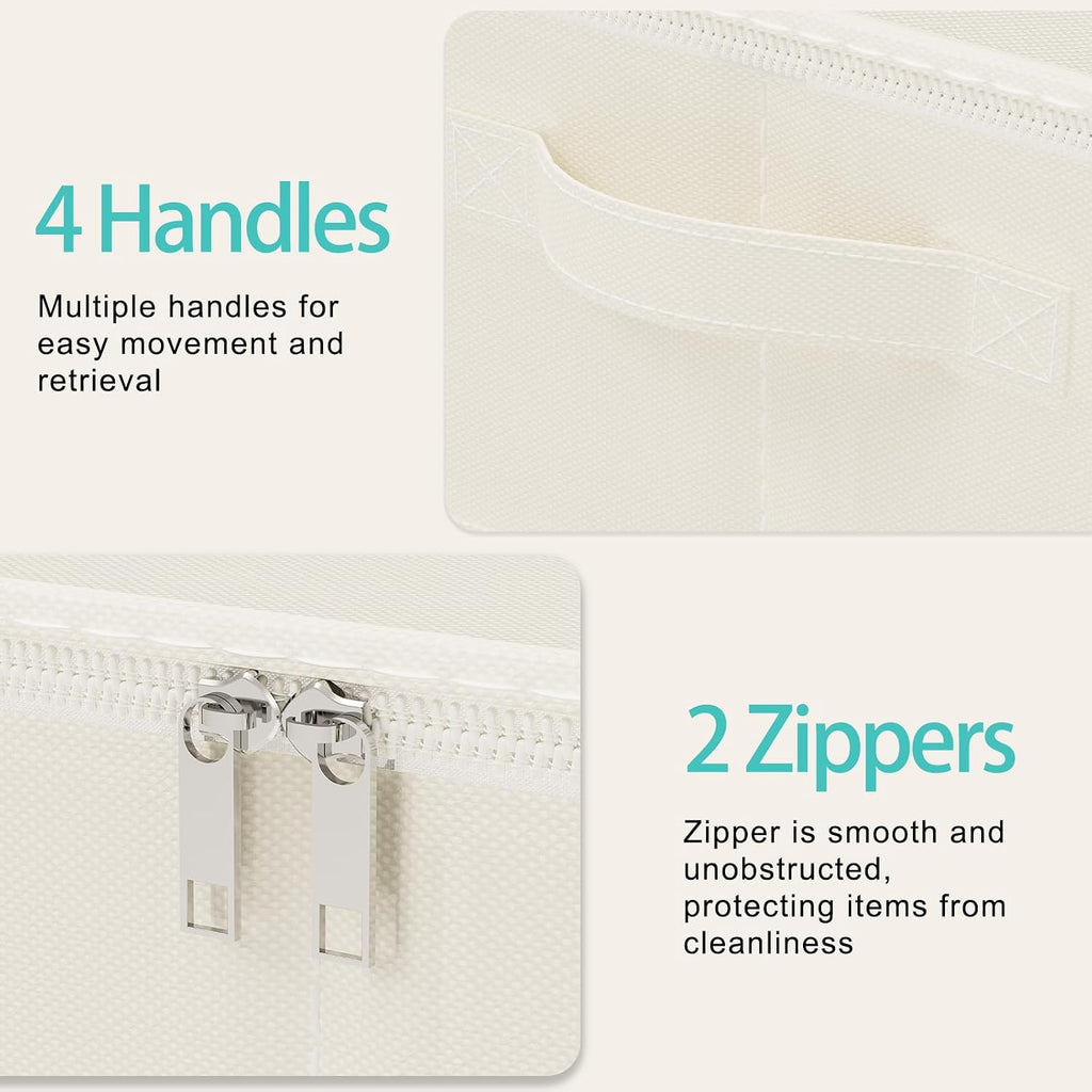 Under Bed Storage Containers, 2 Pack, Beige, 23.6x11.8x5.9 In