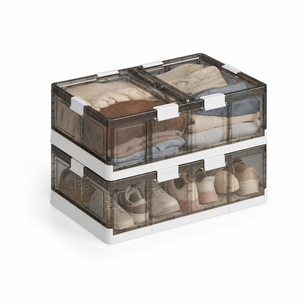 2-Pack Under Bed Storage Containers with Wheels - Stackable, Foldable Plastic Storage Boxes with Lids for Clothes, Shoes, Blankets - Perfect for Bedroom Organization and Dorms