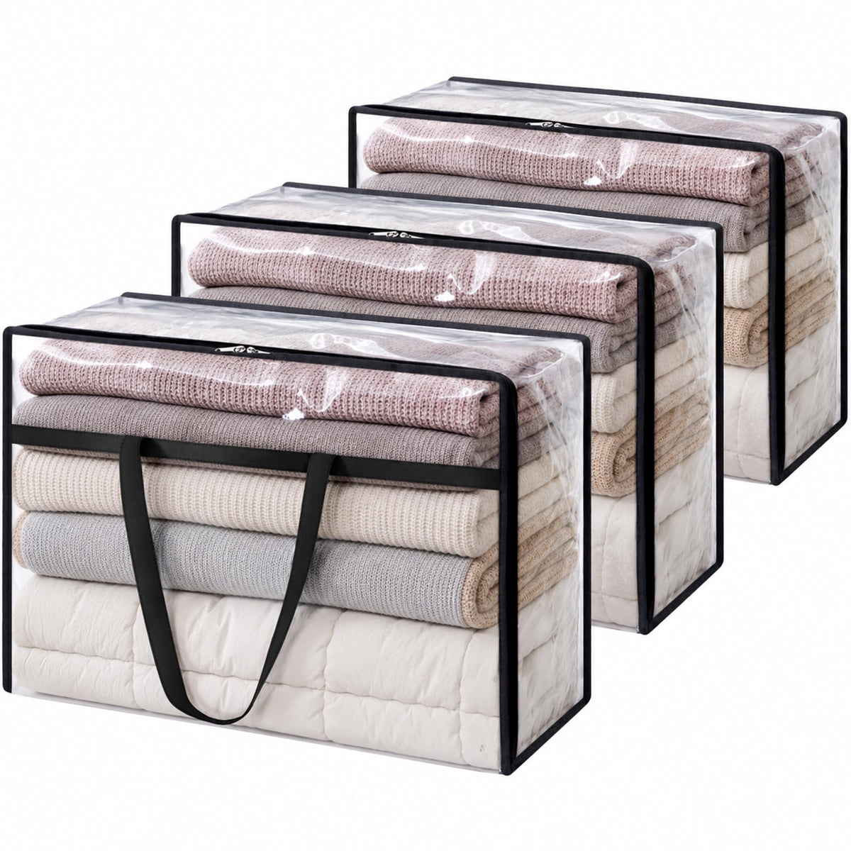 Lifewit 60L Clear Clothes Storage Bags,Plastic Foldable Blanket Storage Bag