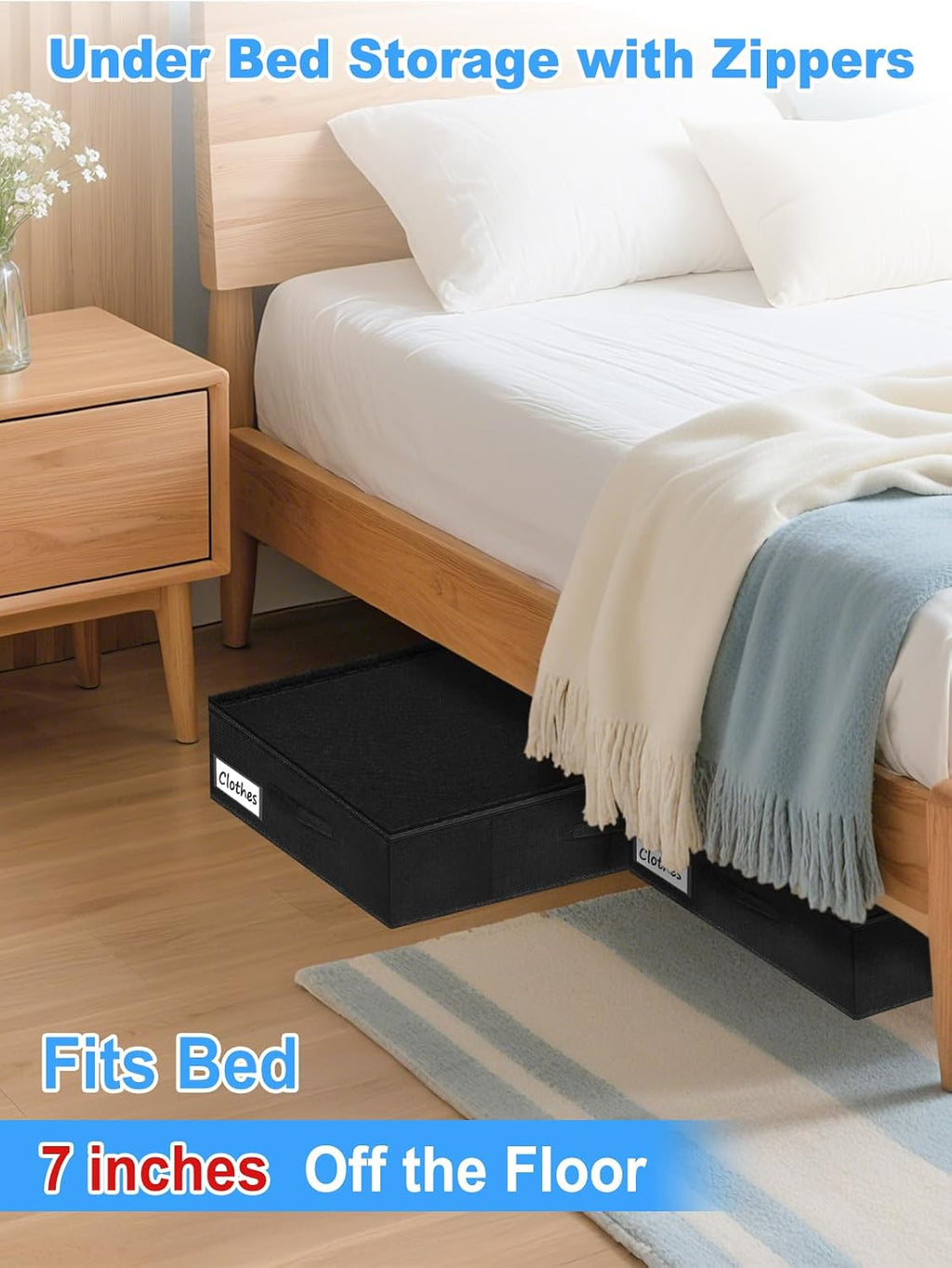 6.7-in Under Bed Storage Bin with Lid, Rigid Sides,2 Pack, Black