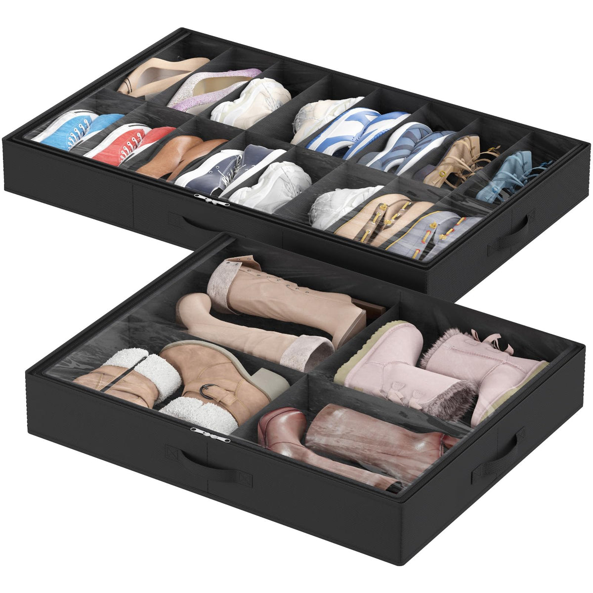 Lifewit Under Bed Shoe Storage Organizer Container, 3 Pack(12 Shoes Cells)