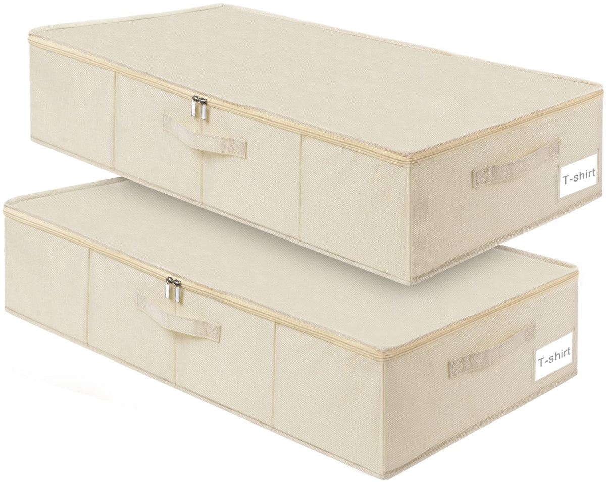 punemi 3 inch High Soft Low Profile Under Bed Storage Bins, 2 Pack, Grey