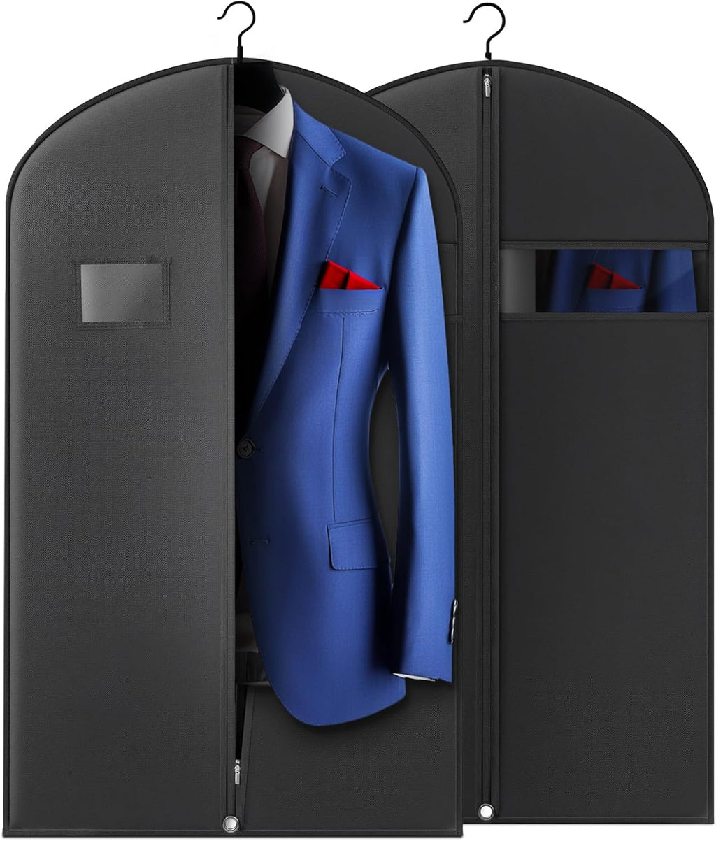Hleelomi 2 Pack 40-in Garment Bag for Hanging Clothes Suit Bag Black