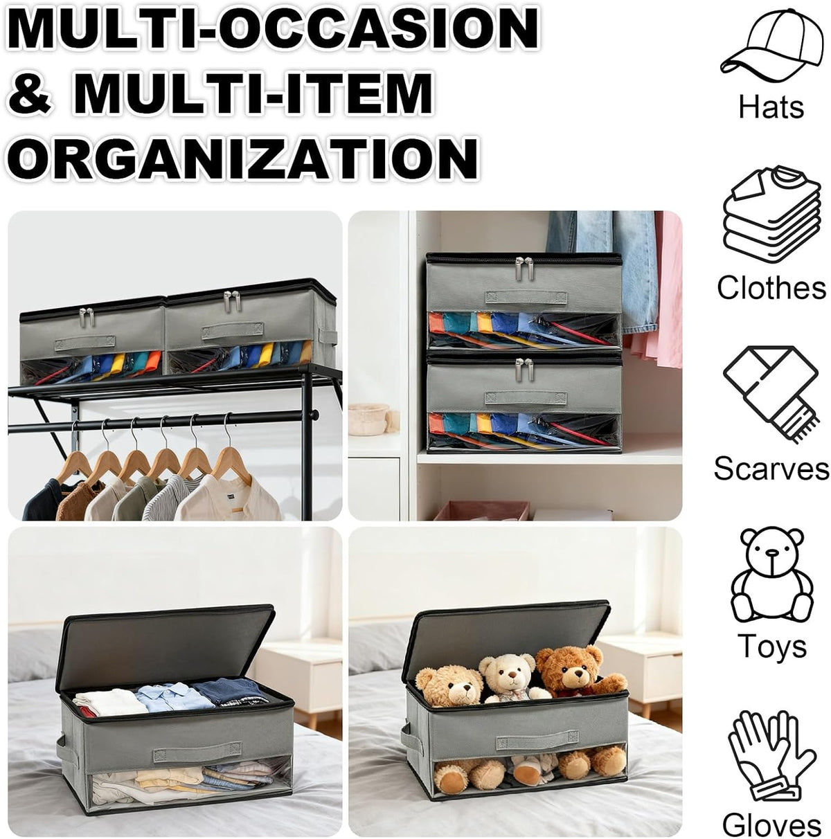 2 PCS Stackable Hat Storage for Baseball Caps, Hat Organizer Box for Closet