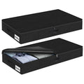 Under Bed Storage Container Bins 2 Pack, Low Profile Foldable Underbed Clothes Storage Organizer W/ Ultra Thick Fabric and Sturdy Bottom/Sides, Dual Zipper Storage Box for Dorm and Home 30x16x6.7"