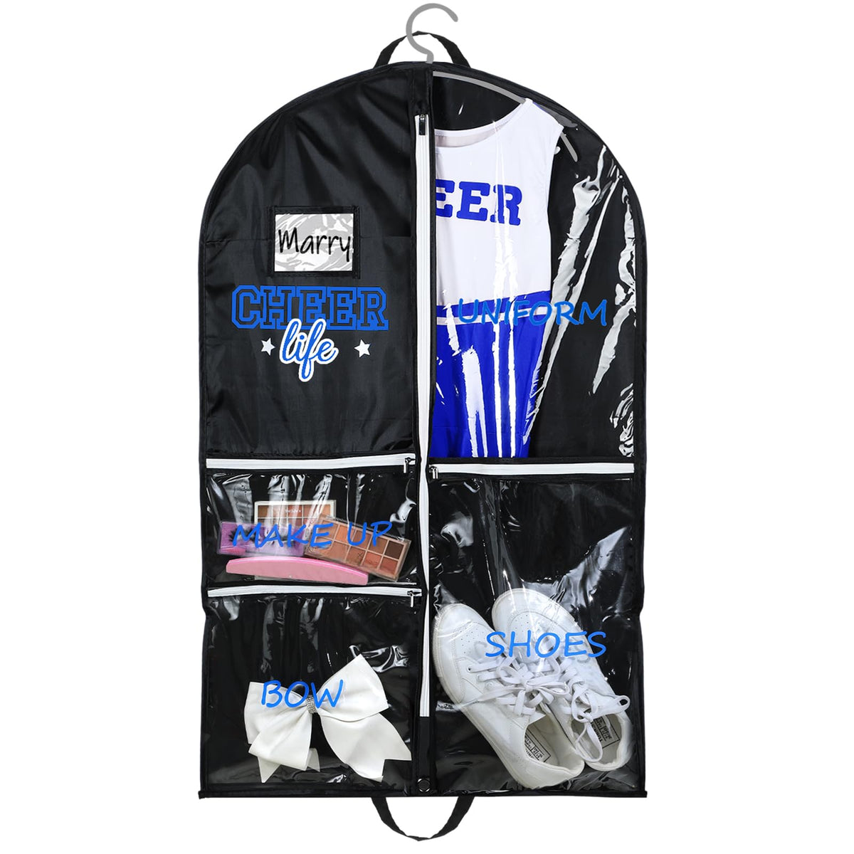 Blushtier 40" Cheer Uniform Garment Bag Cheerleading, Black,Rose Red