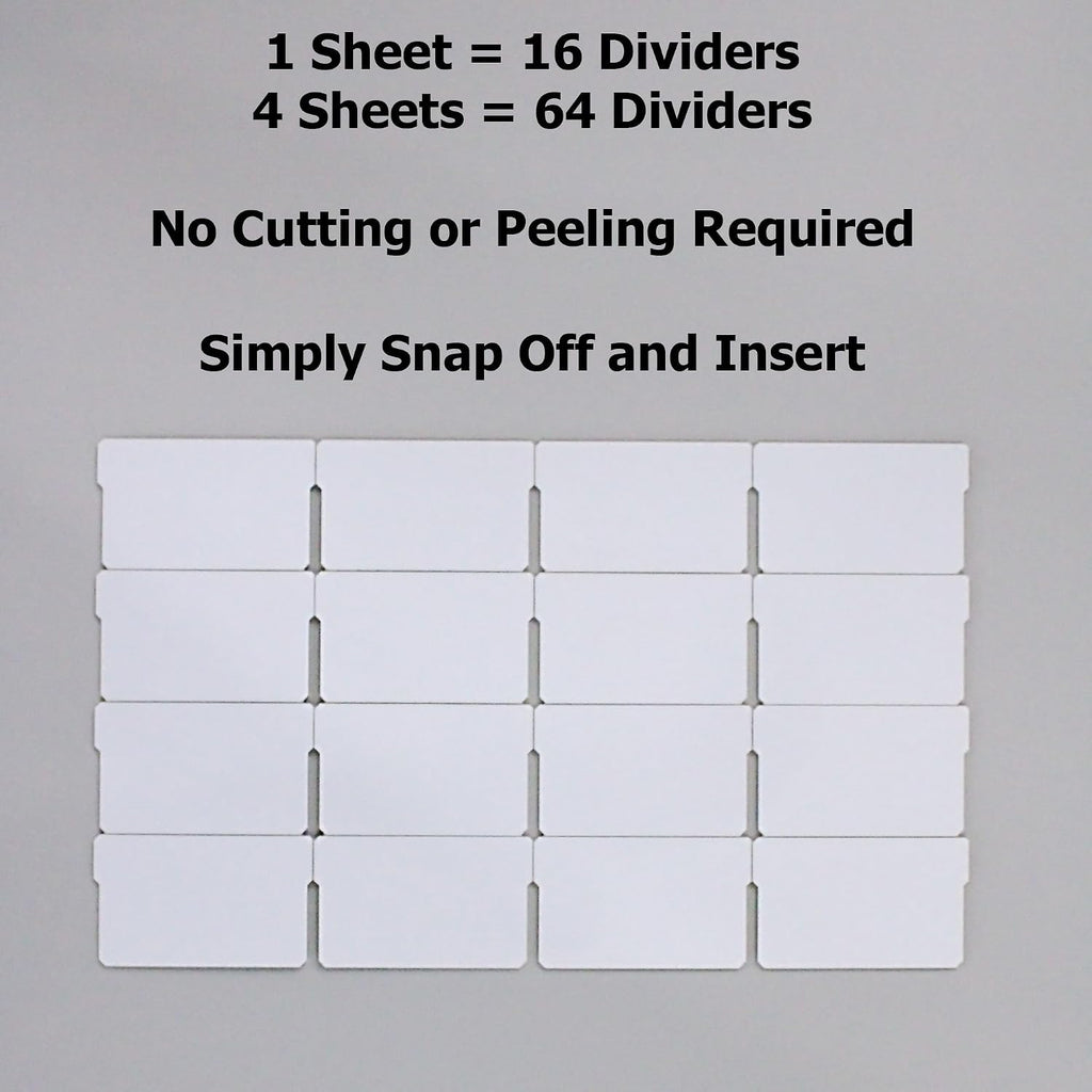 (64-Pack Small Drawer Dividers compatible with Craft Cabinet and Hardware Storage Organizers, (Dividers Only), Made of High-Strength Fiberglass, Easy to Label