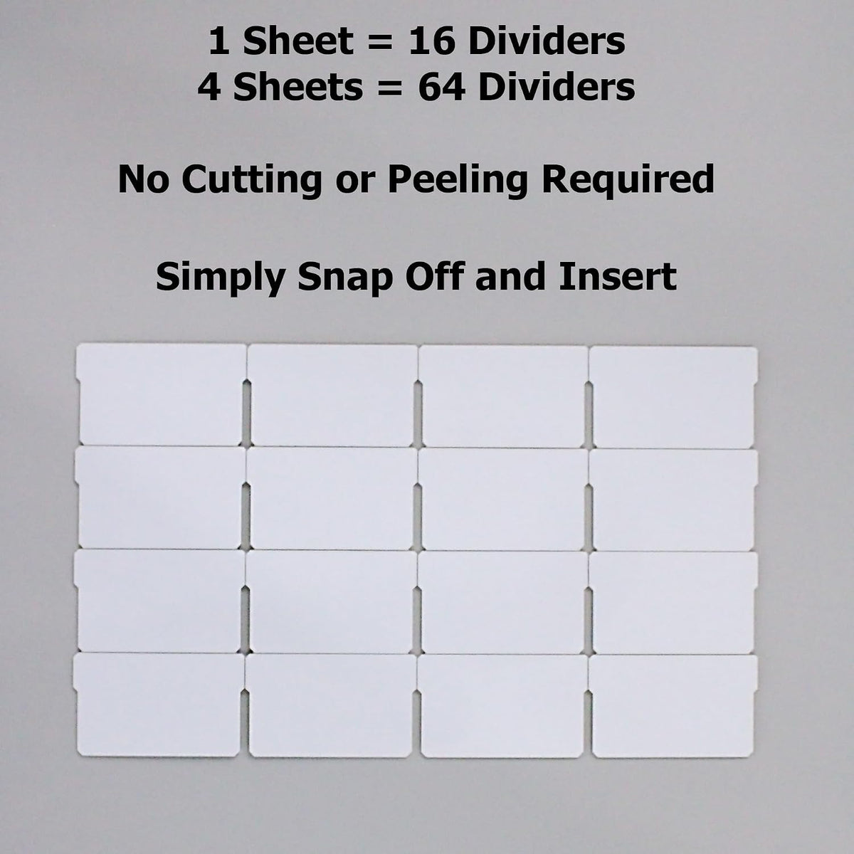 (64-Pack Small Drawer Dividers compatible with Craft Cabinet and Hardware Storage Organizers, (Dividers Only), Made of High-Strength Fiberglass, Easy to Label
