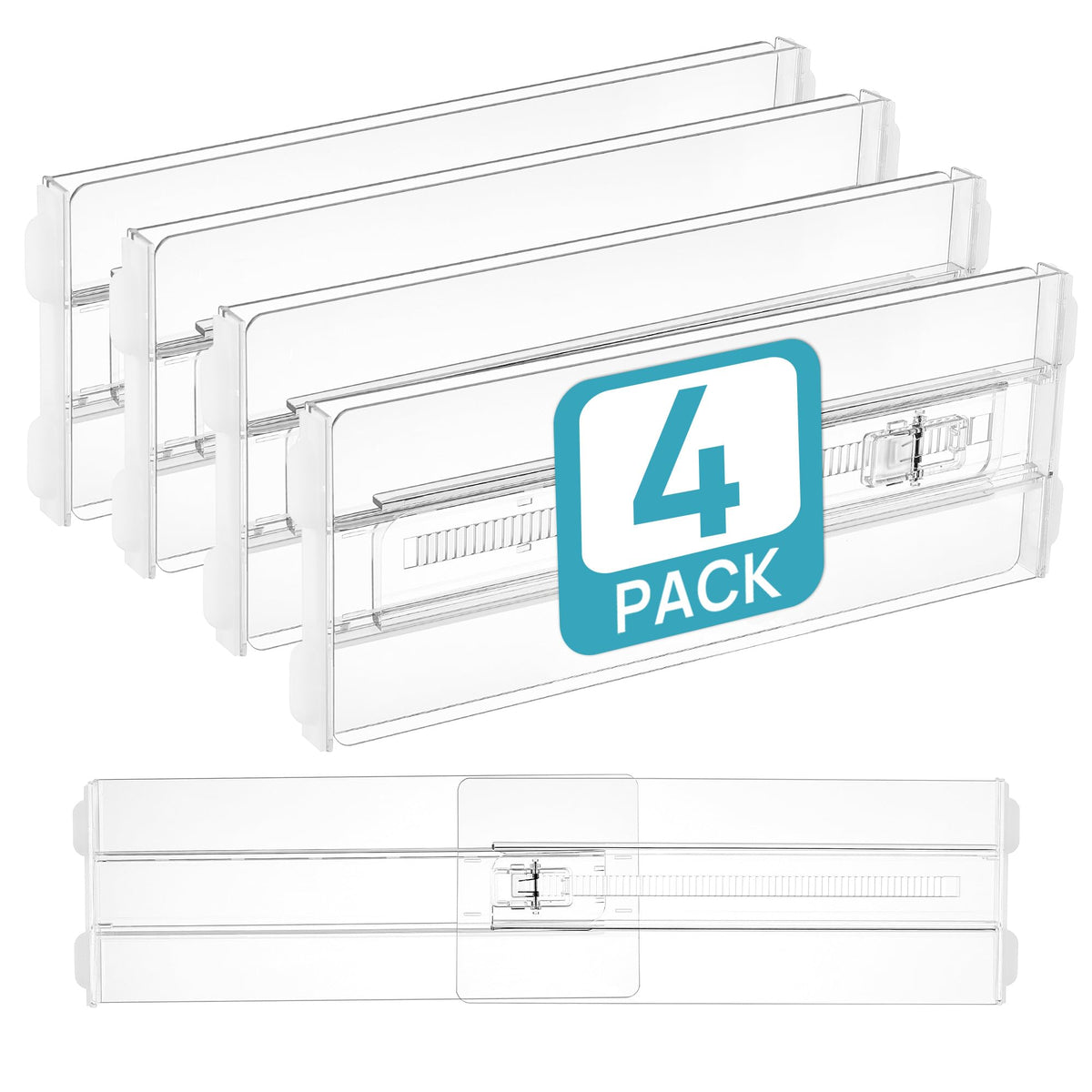 Vtopmart 8 Pack Drawer Dividers for Clothes, 4" High 10.2"-16.5" Adjustable Expandable Dresser Drawer Organizer, Clear Plastic Separators for Dresser, Baby Clothing, Underwear, Cosmetic, Toiletries