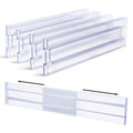 Vtopmart Drawer Dividers Organizers 8 Pack, Adjustable 3.2" High Expandable from 12.2-21.4" Kitchen Drawer Organizer, Clear Plastic Drawers Separators for Clothing, Installed by Double-sided Tape