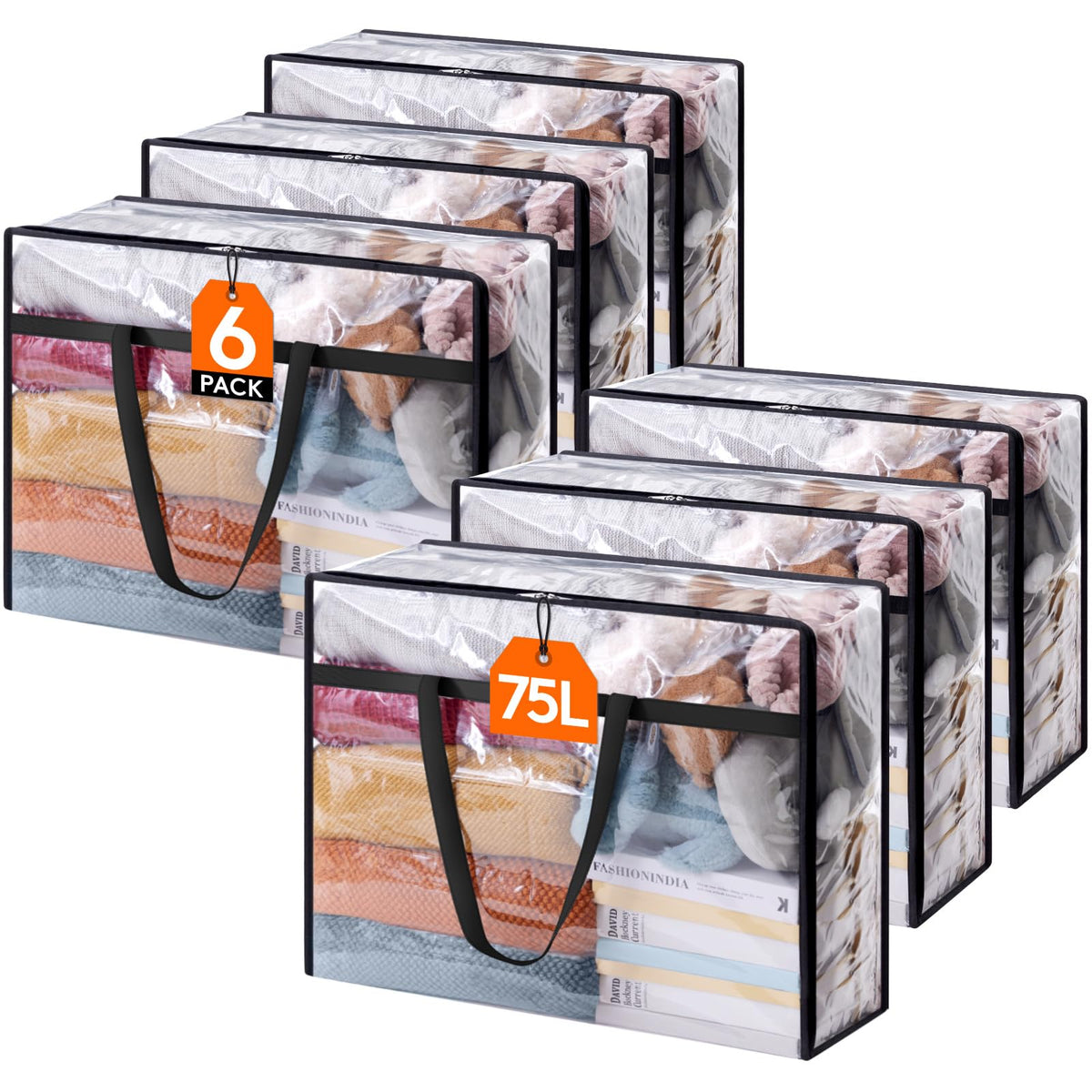 Lifewit 60L Clear Clothes Storage Bags,Plastic Foldable Blanket Storage Bag