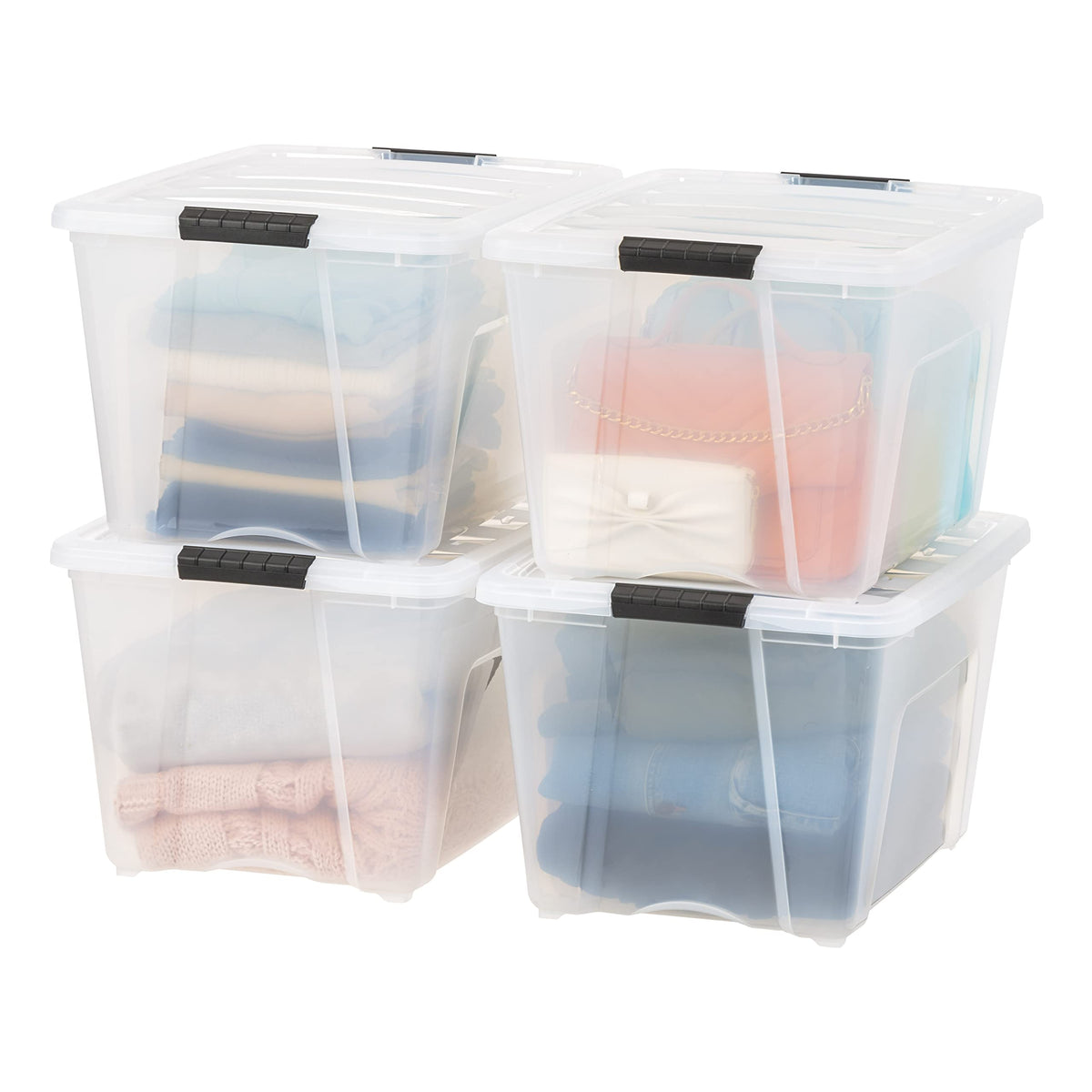 IRIS USA 2-Pack 27 Quart Storage Bins with Lids, Clear