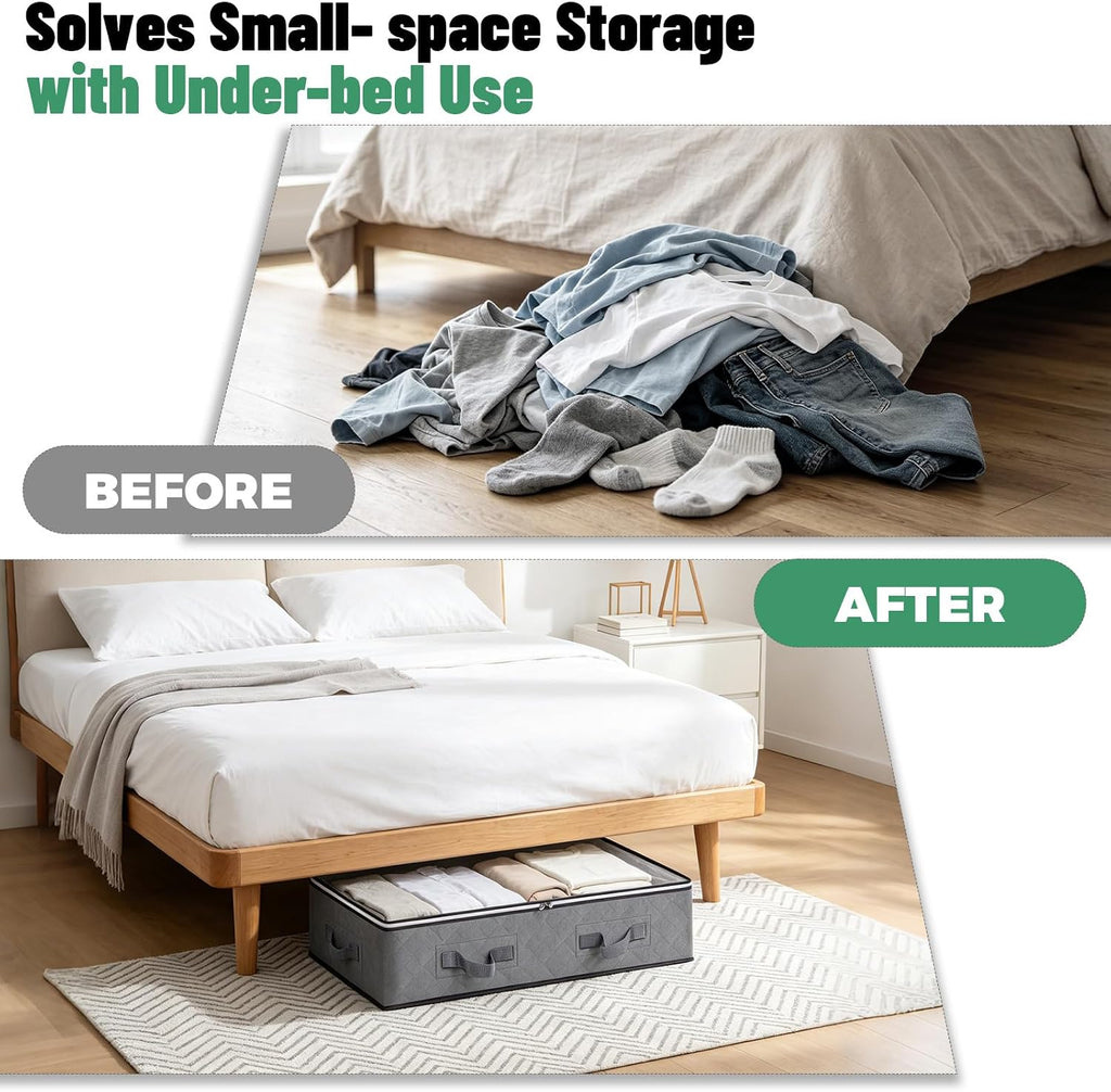 Pterying 6 Pack Under Bed Storage Containers with Transparent Clear Window
