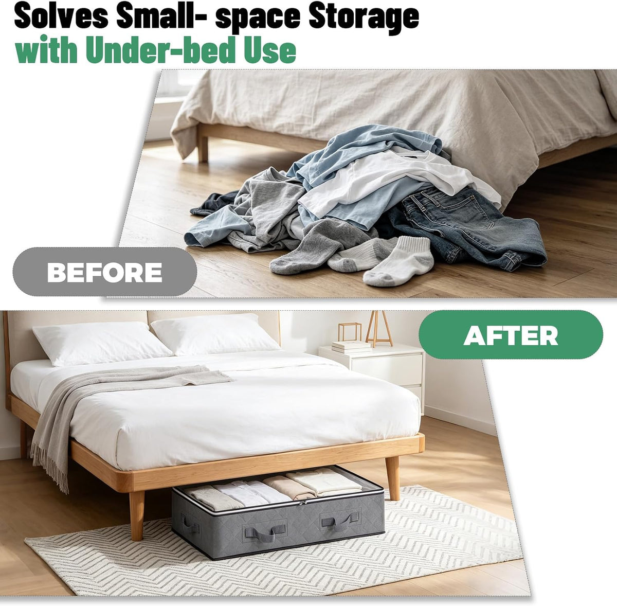 Pterying 6 Pack Under Bed Storage Containers with Transparent Clear Window