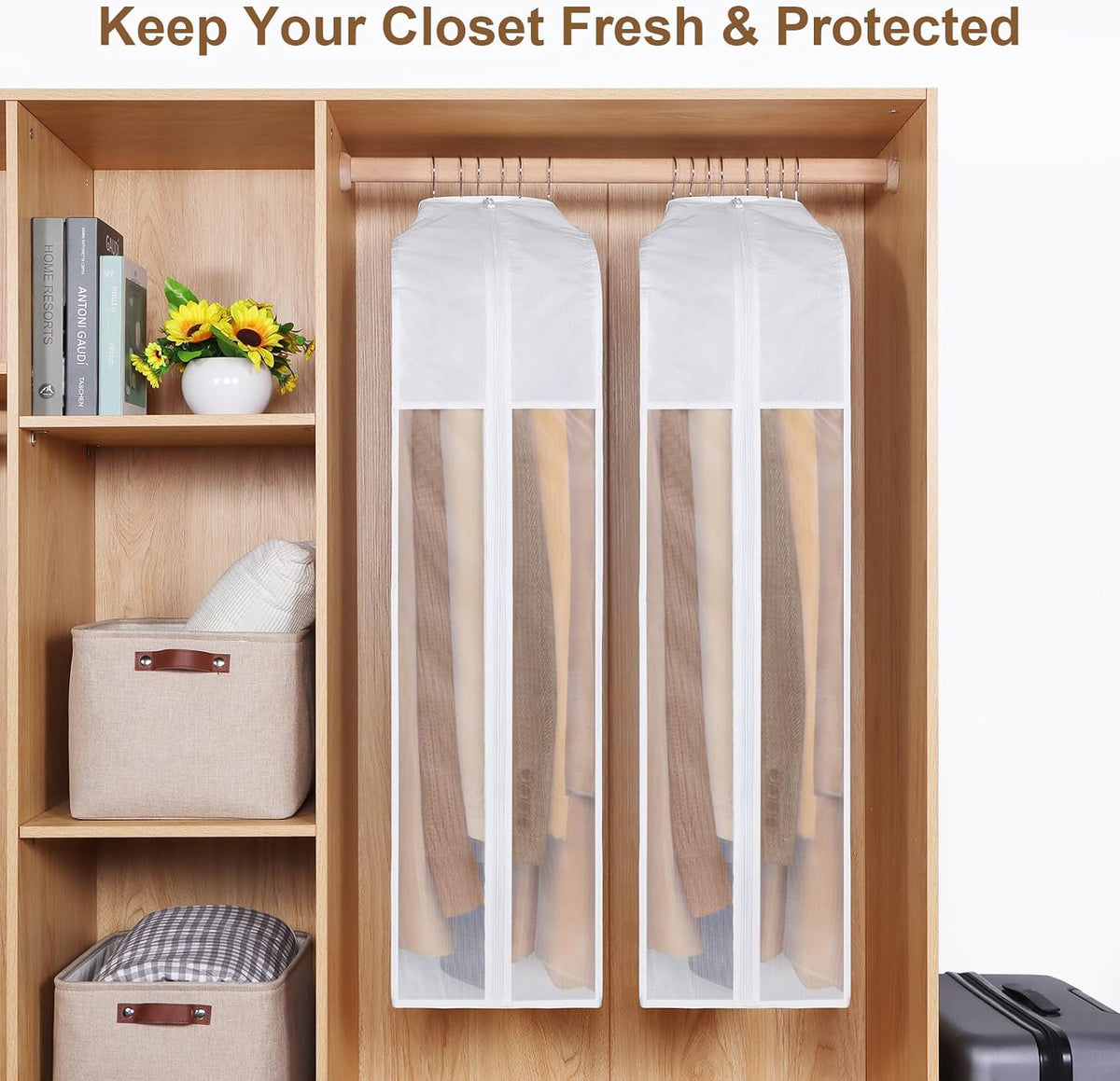 43 Inch Premium Cotton Garment Bag for Hanging Clothes and Storage