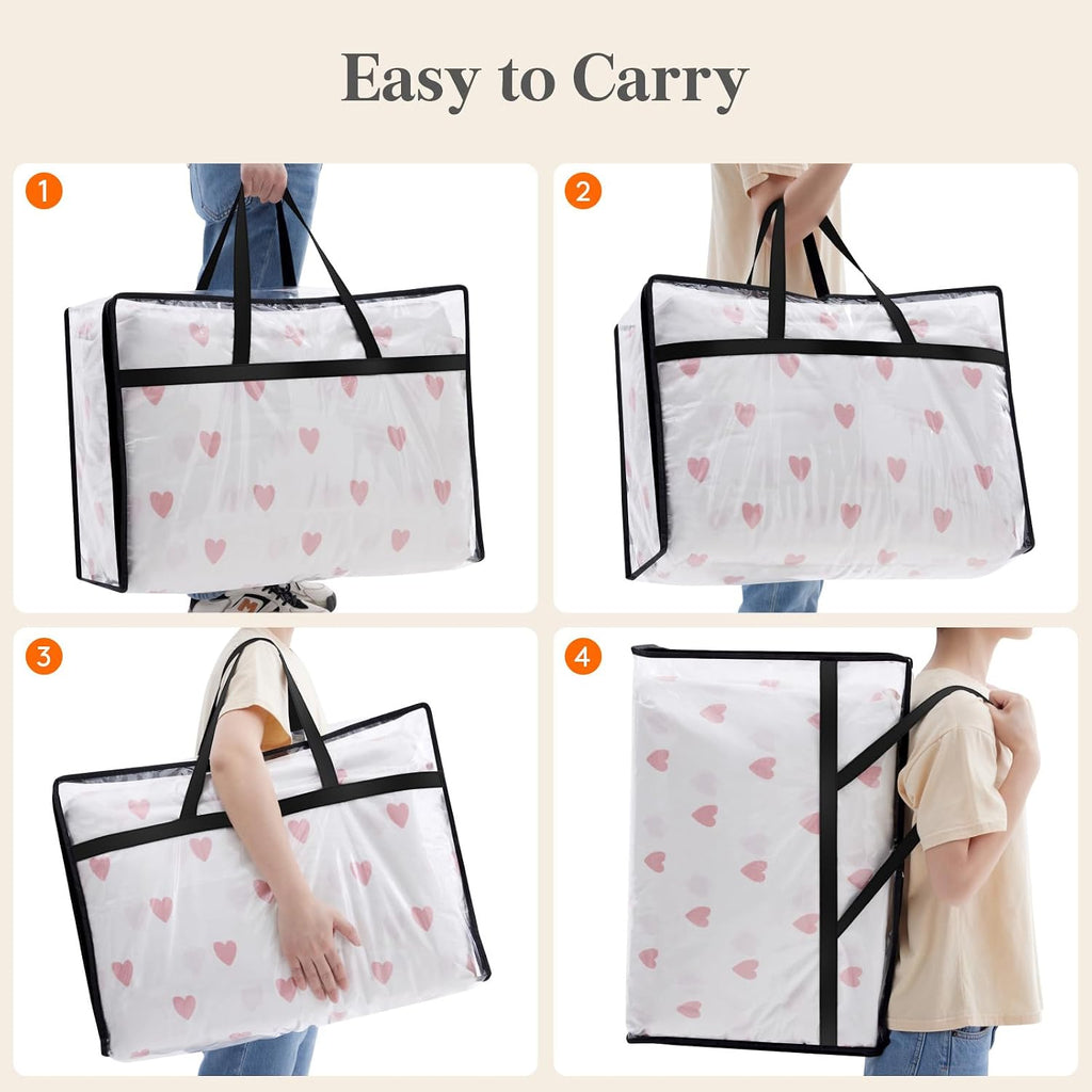 Lifewit 60L Clear Clothes Storage Bags,Plastic Foldable Blanket Storage Bag