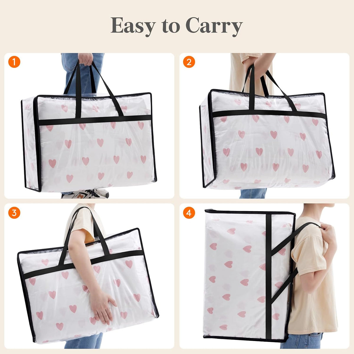 Lifewit 60L Clear Clothes Storage Bags,Plastic Foldable Blanket Storage Bag