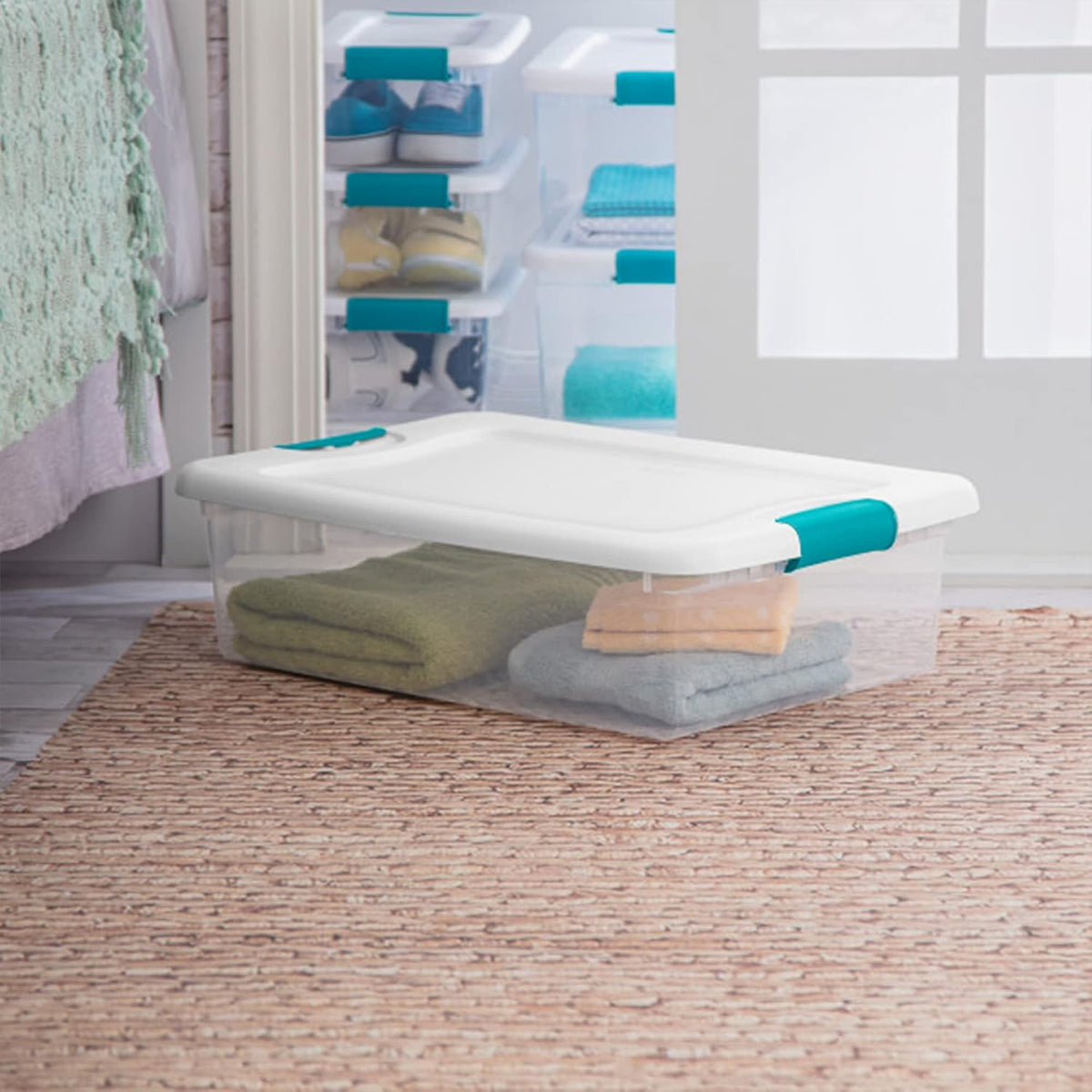 Sterilite Latching Storage Box, See-Through Base, 32-Qt