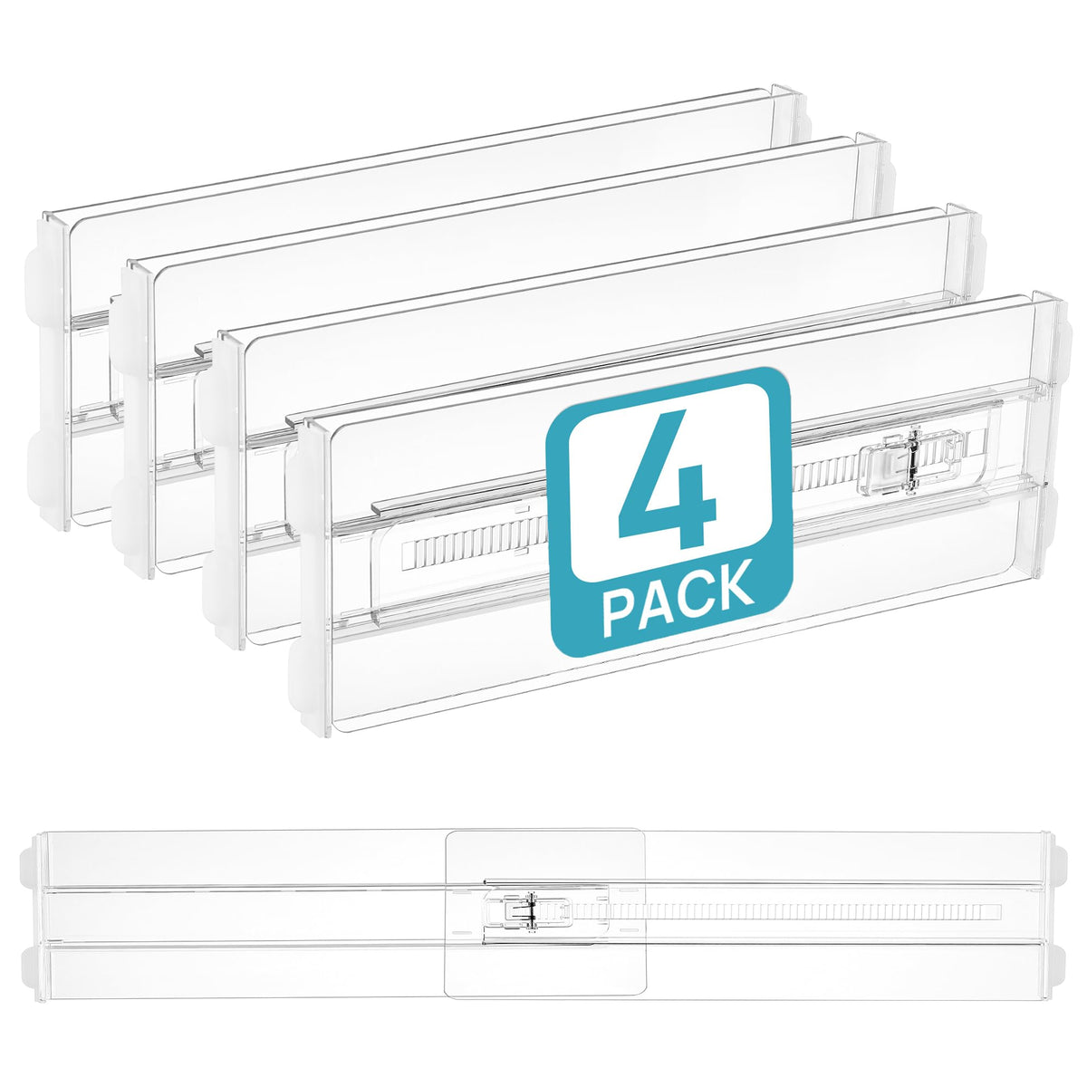 Vtopmart 8 Pack Drawer Dividers for Clothes, 4" High 10.2"-16.5" Adjustable Expandable Dresser Drawer Organizer, Clear Plastic Separators for Dresser, Baby Clothing, Underwear, Cosmetic, Toiletries