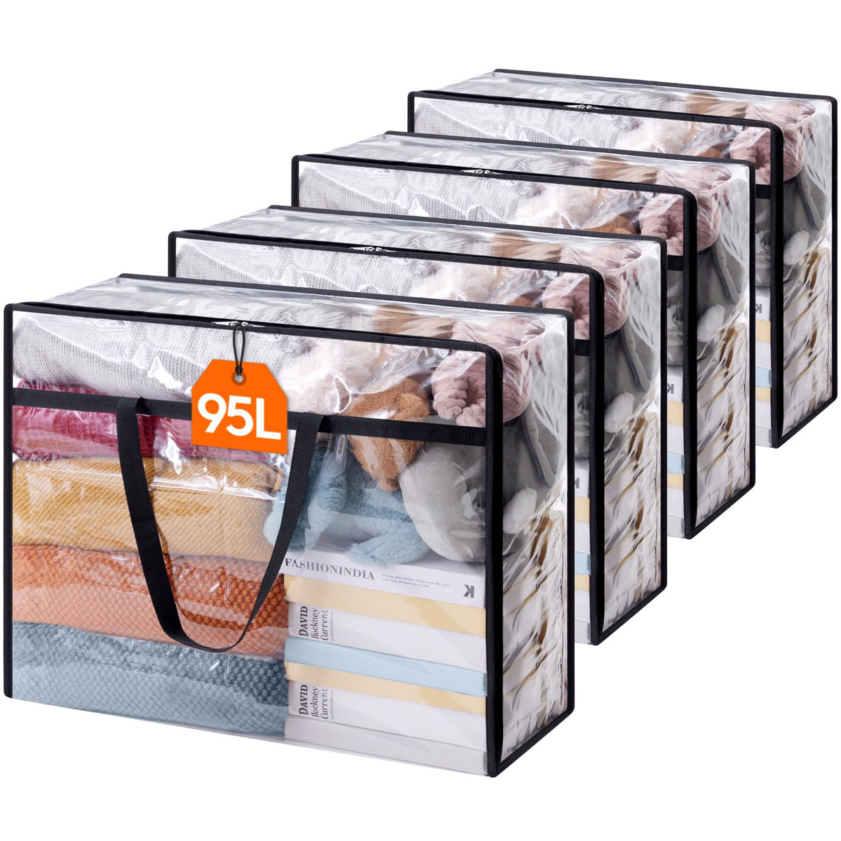 Lifewit 60L Clear Clothes Storage Bags,Plastic Foldable Blanket Storage Bag