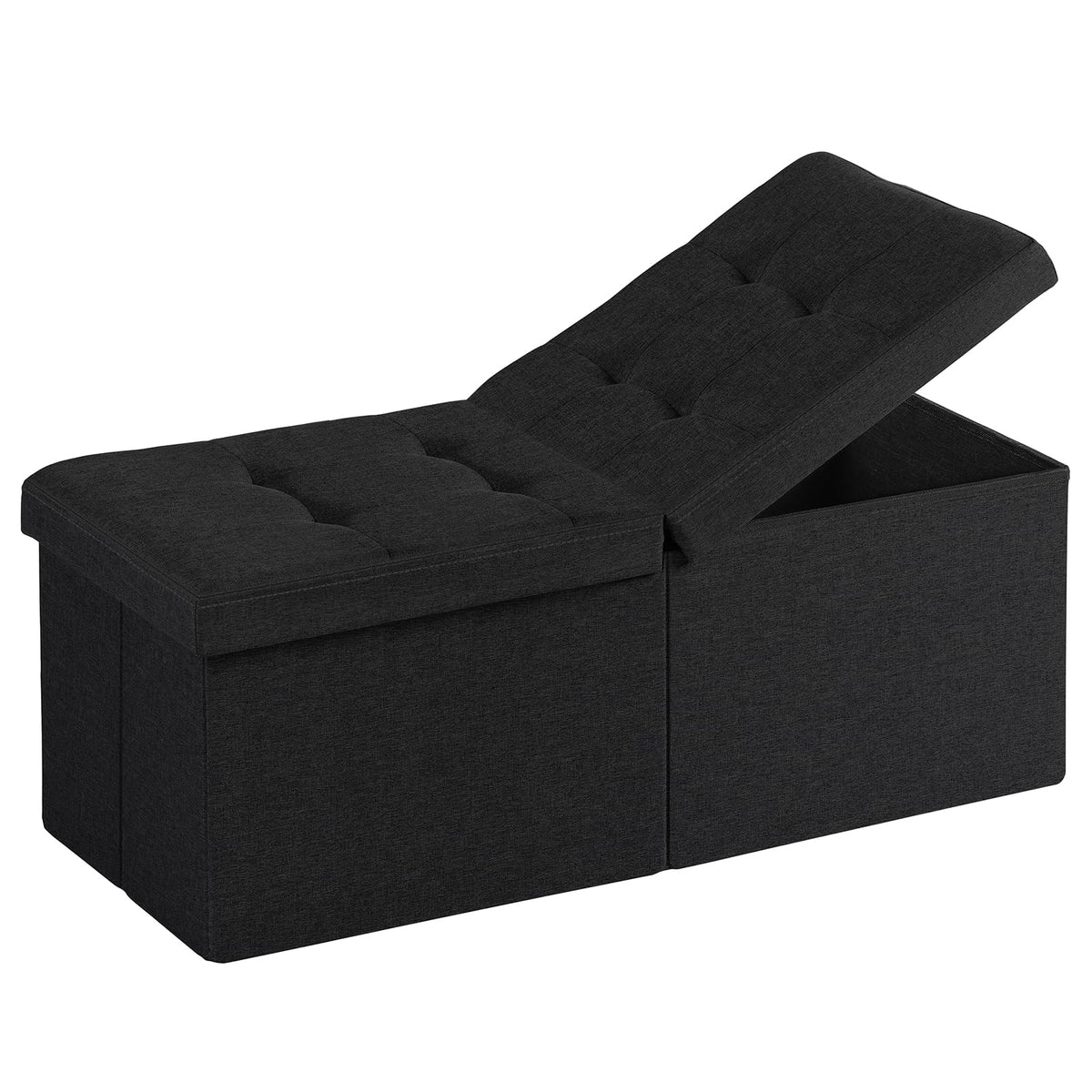 30-INCH Ottoman with Storage, Footrest Storage Bench, End of Bed Bench Coffee Table for Living Room, Bedroom, Entryway (Black)