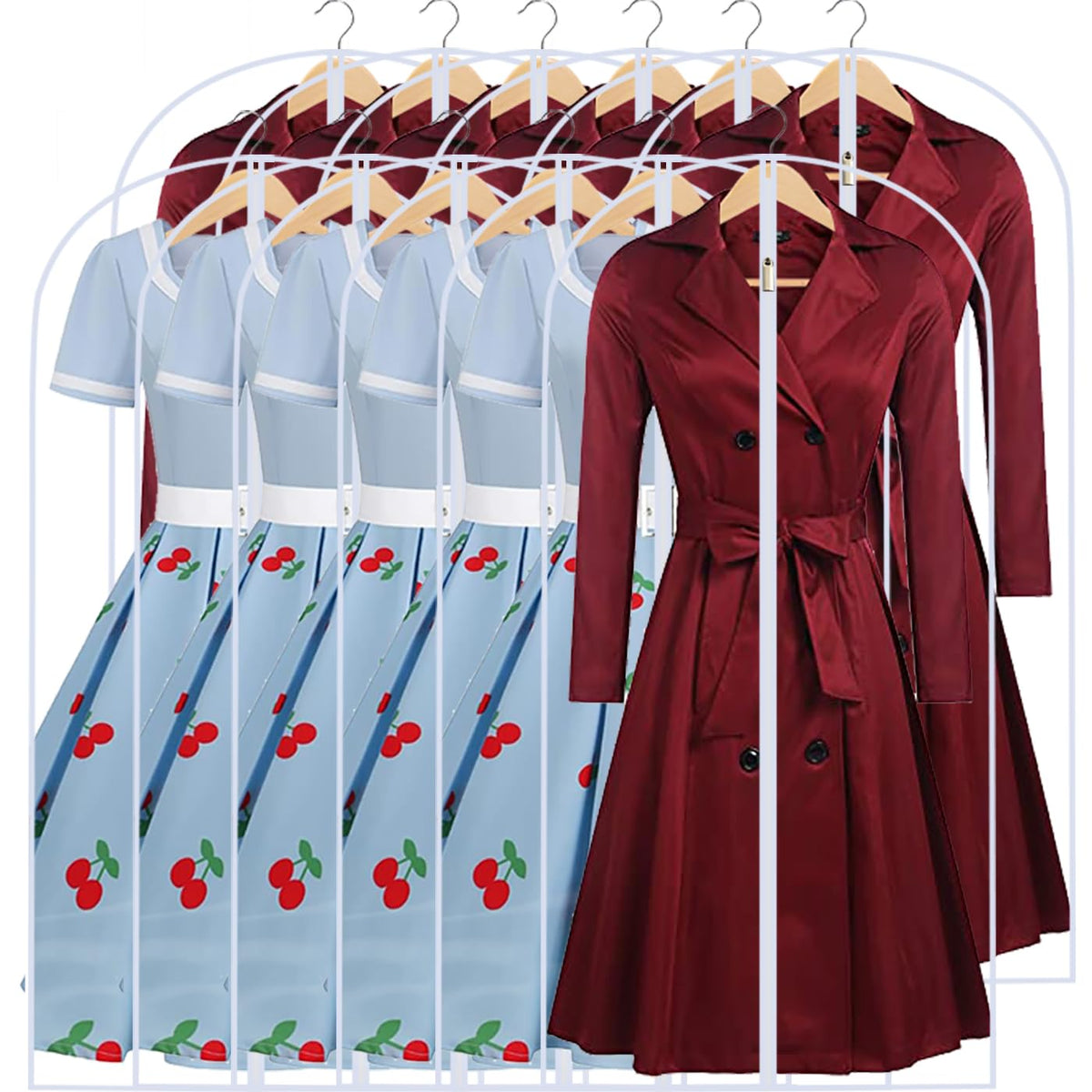 Garment Bags for Hanging Clothes 24" x 40"Coat Covers for Closet Foldable Washable Dress Bags for Hanging Clothes for Long Dress Dance Costumes Suits Gowns Coats