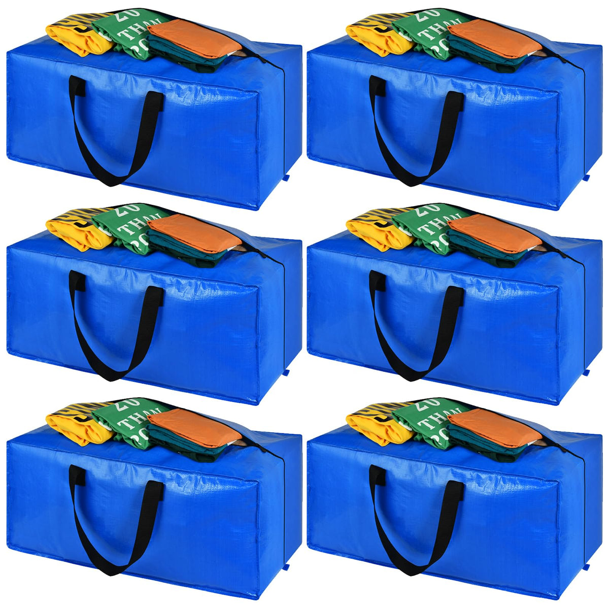 Heavy Duty Blue Moving Bags with Strong Zipper Handles Backpack Straps