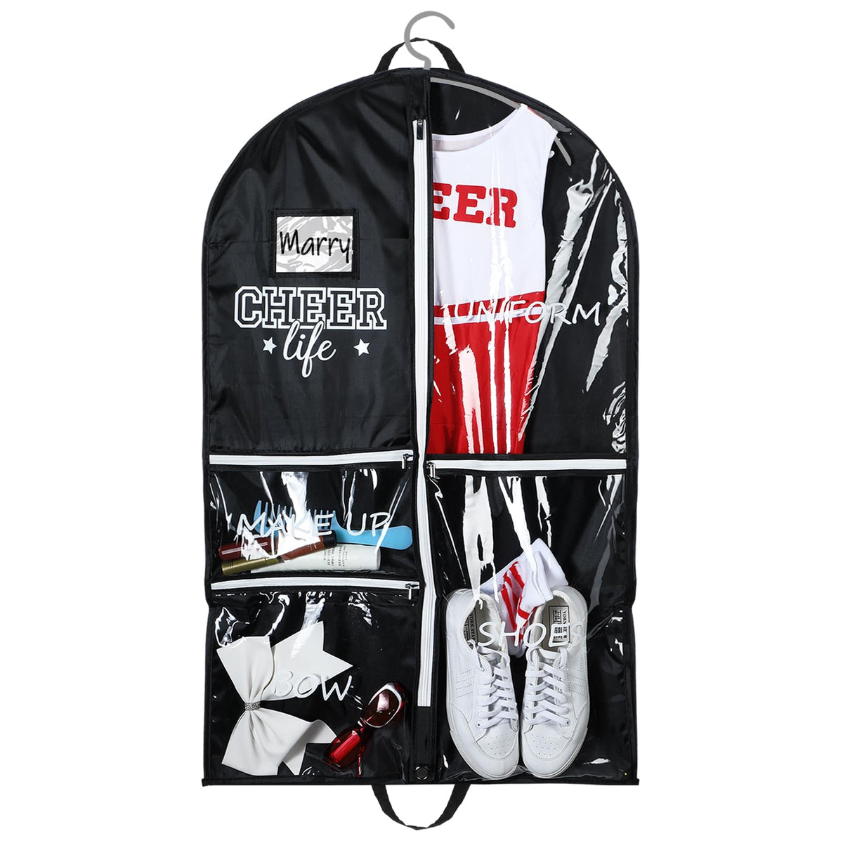 Blushtier 40" Cheer Uniform Garment Bag Cheerleading, Black,Rose Red