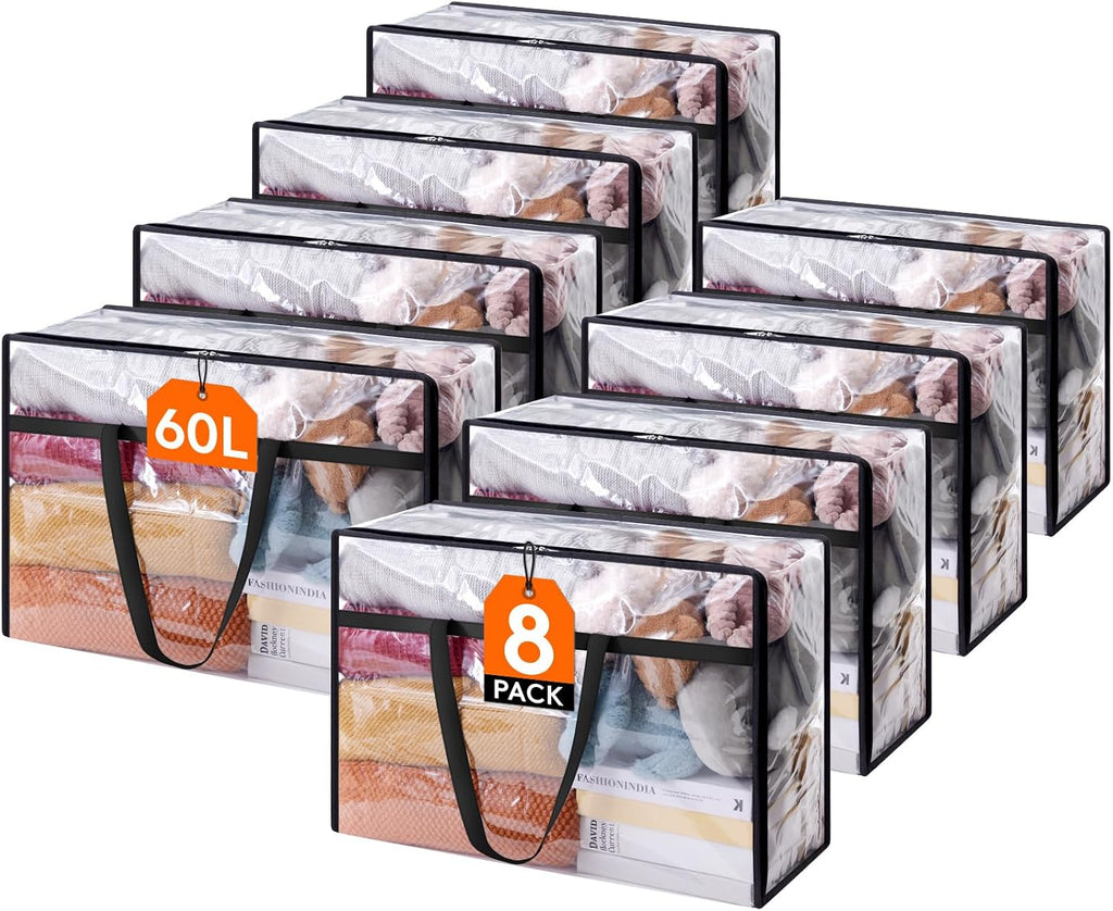 Lifewit 60L Clear Clothes Storage Bags,Plastic Foldable Blanket Storage Bag