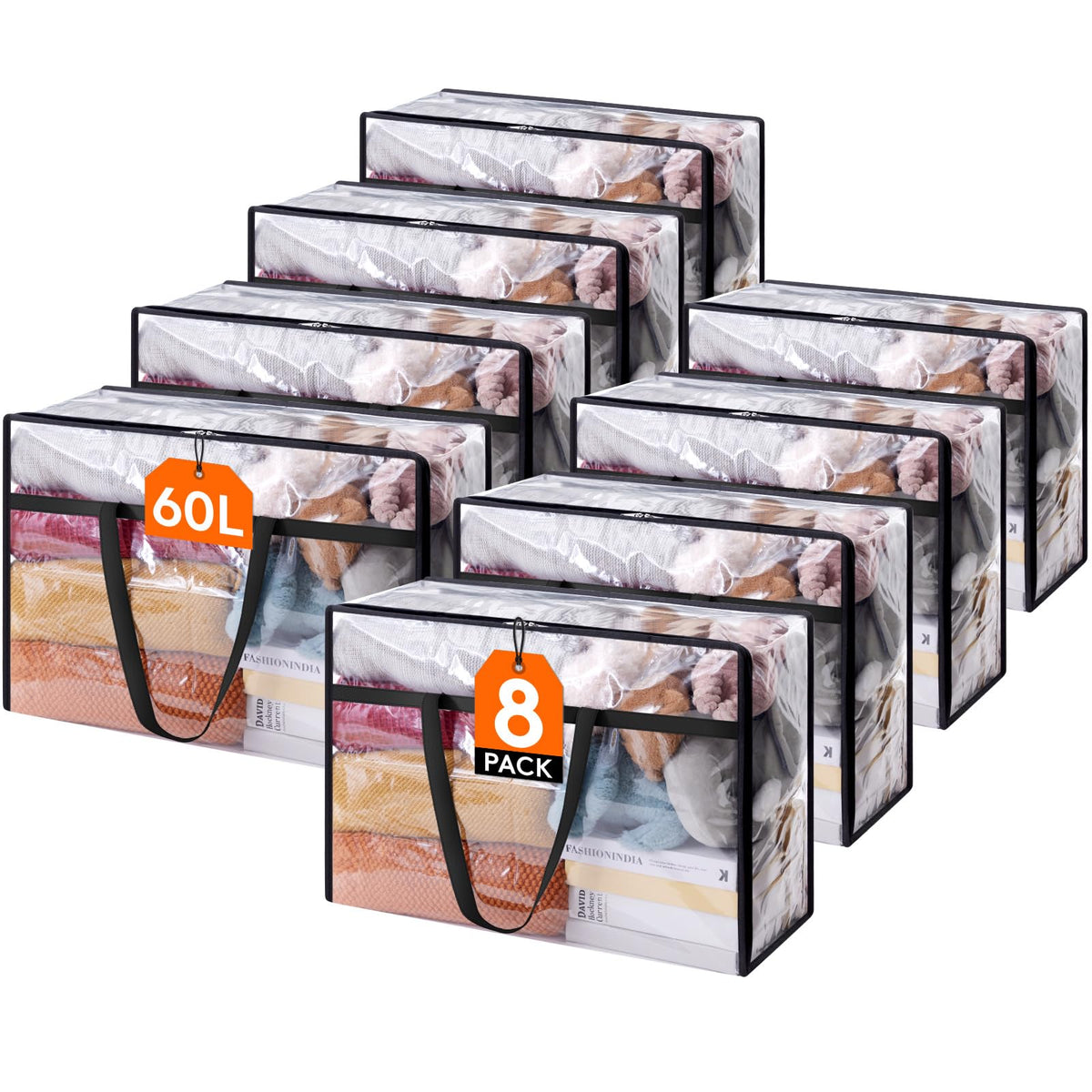 Lifewit 60L Clear Clothes Storage Bags,Plastic Foldable Blanket Storage Bag