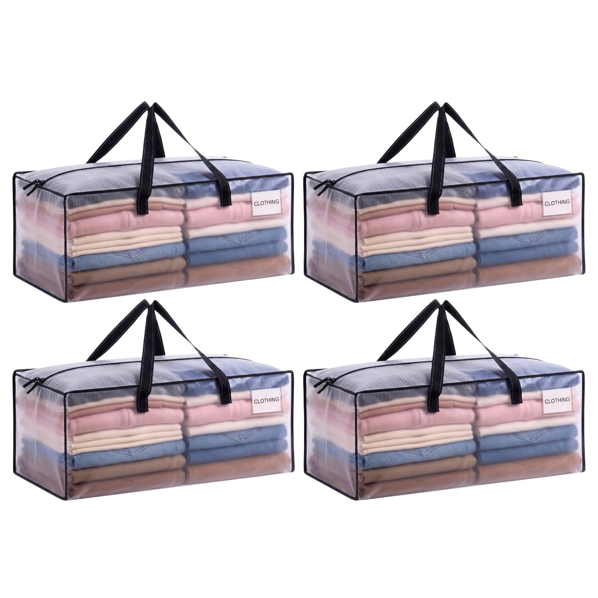 VENO Heavy Duty Moving Bags, Storage Bags, Easy Visibility, Clear, 4 Pack