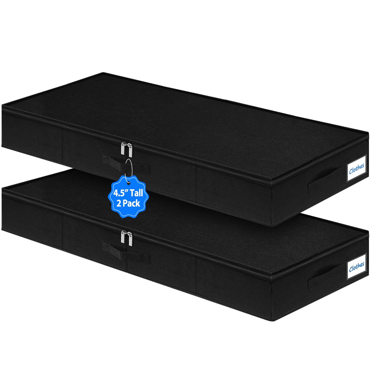 6.7-in Under Bed Storage Bin with Lid, Rigid Sides,2 Pack, Black