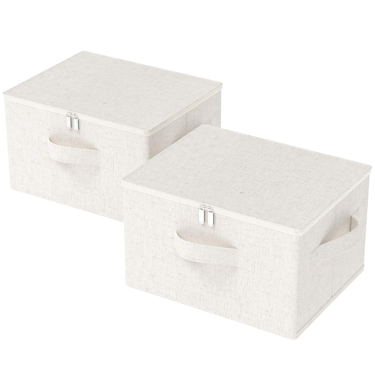 Underbed Storage Baskets with Lids,14.9x10.2x5.9in,Beige,2 Pack