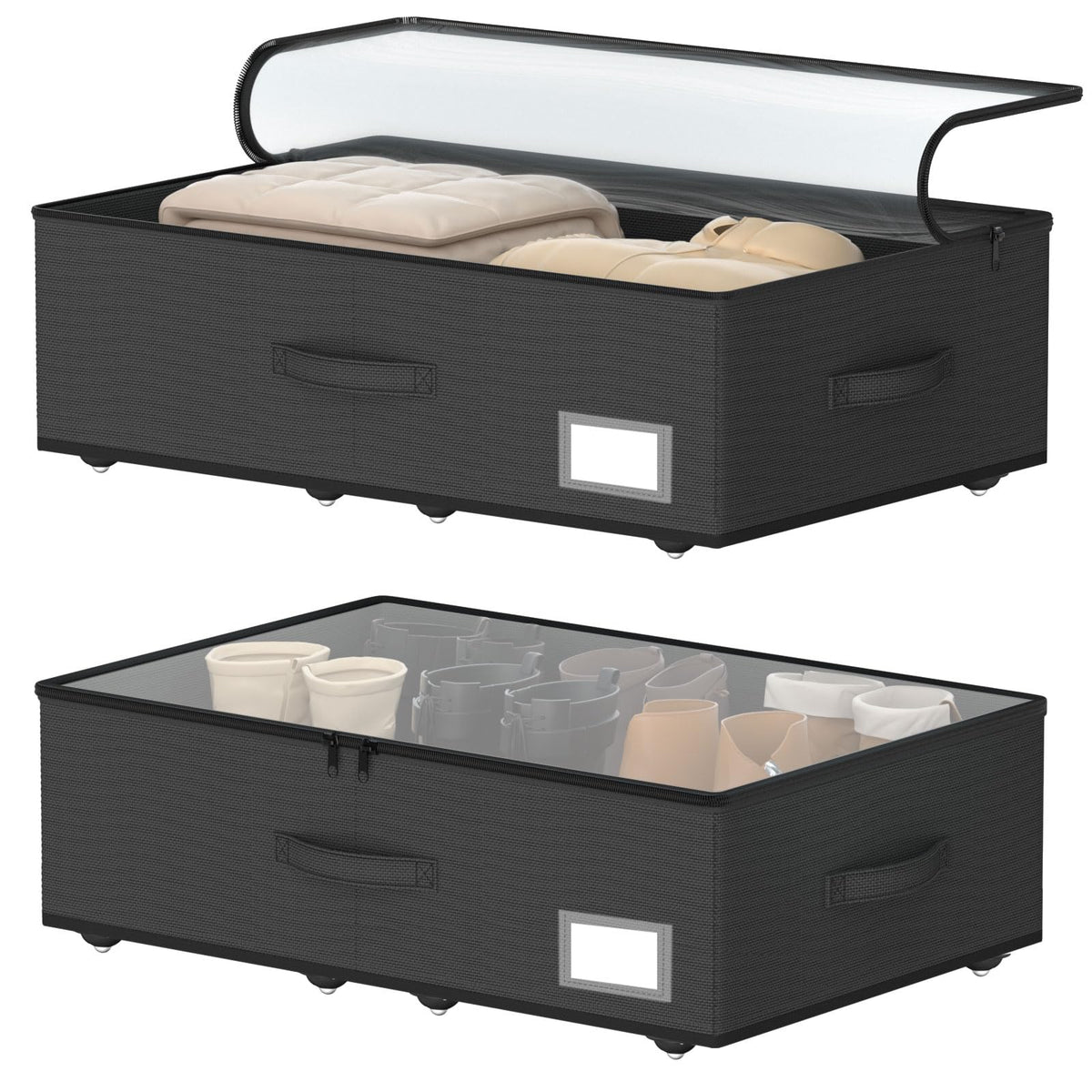 EE-RoomWorld Under Bed Storage with Wheels, 10 inches height，Black