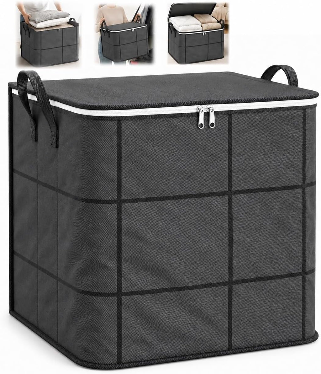 Spacious Moving Storage Bin Zippered Organizer for Quilts Bedding Sweaters Large Capacity Fabric Bag for Closet Moving Day Heavy Duty Extra Large Storage Totes with Handles Jumbo Moving Bag (1, 110L)