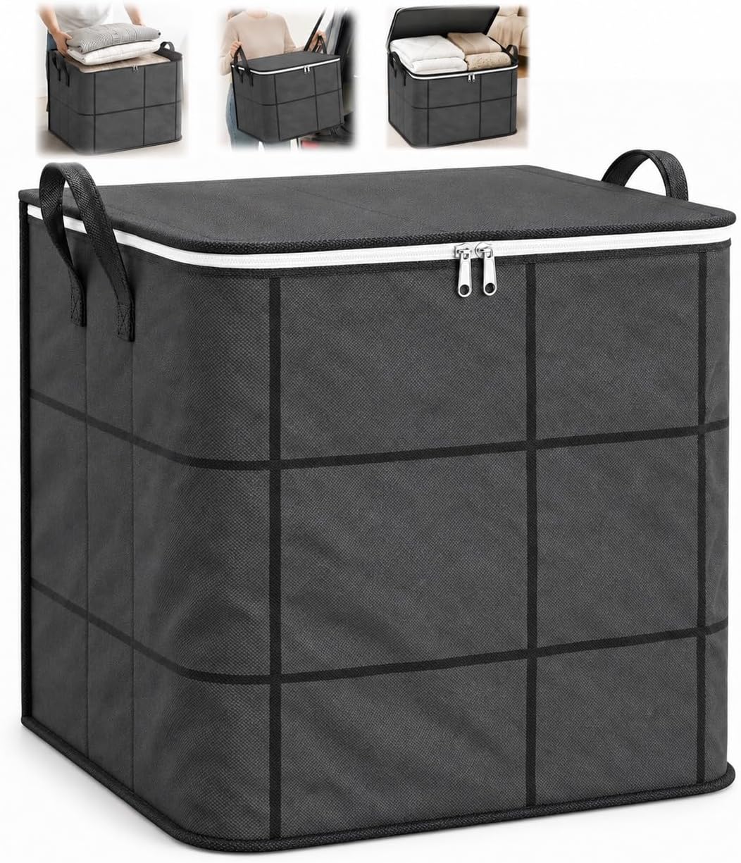 Spacious Moving Storage Bin Zippered Organizer for Quilts Bedding Sweaters Large Capacity Fabric Bag for Closet Moving Day Heavy Duty Extra Large Storage Totes with Handles Jumbo Moving Bag (1, 110L)