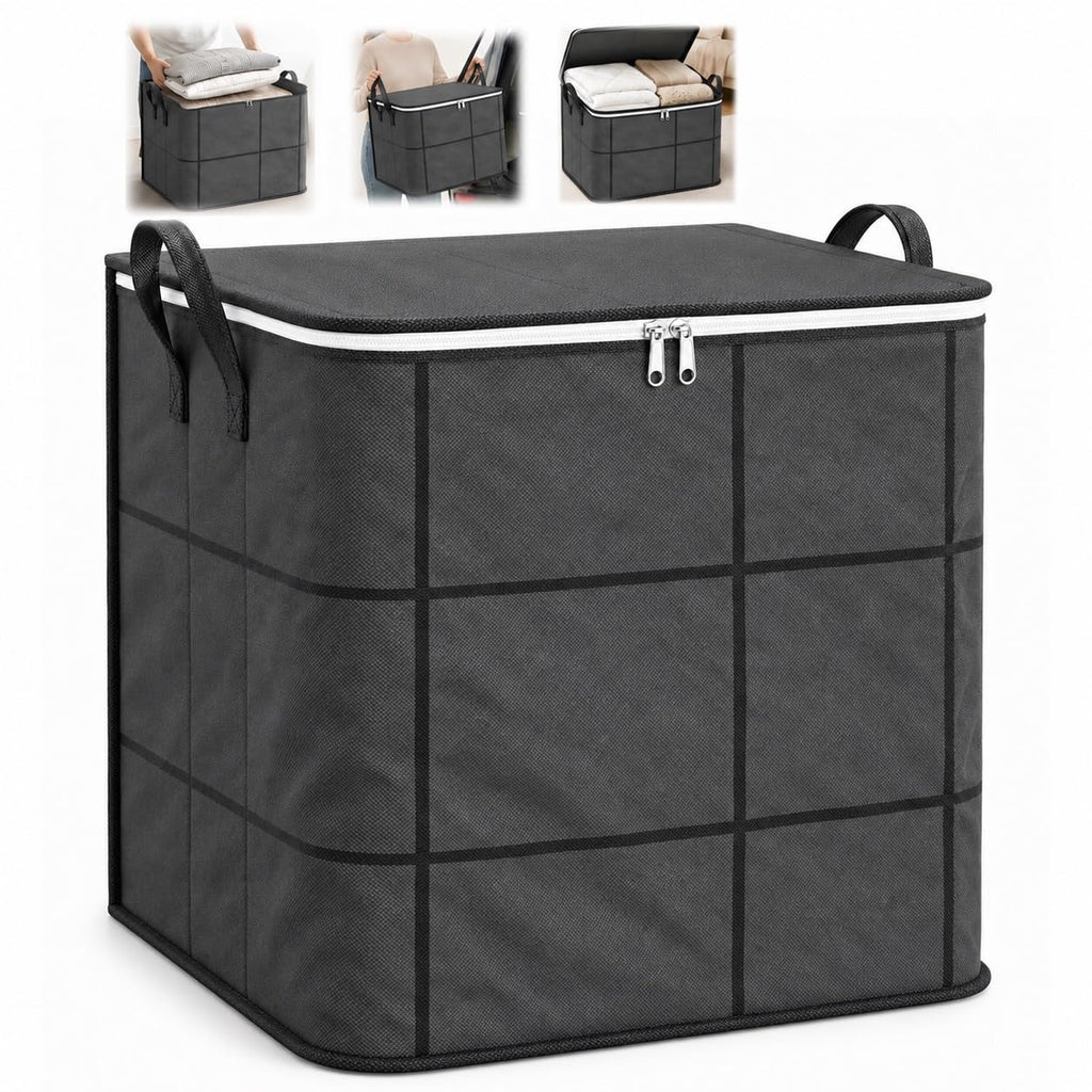 Spacious Moving Storage Bin Zippered Organizer for Quilts Bedding Sweaters Large Capacity Fabric Bag for Closet Moving Day Heavy Duty Extra Large Storage Totes with Handles Jumbo Moving Bag (1, 110L)