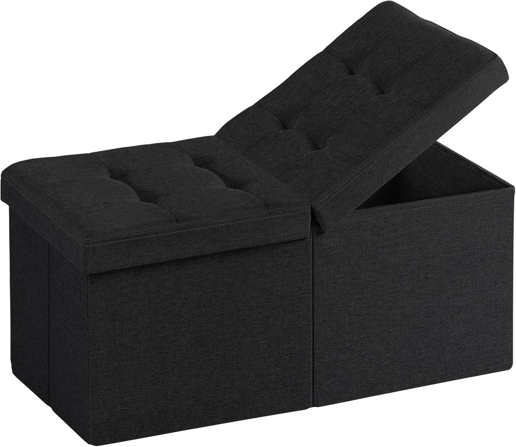 30-INCH Ottoman with Storage, Footrest Storage Bench, End of Bed Bench Coffee Table for Living Room, Bedroom, Entryway (Black)