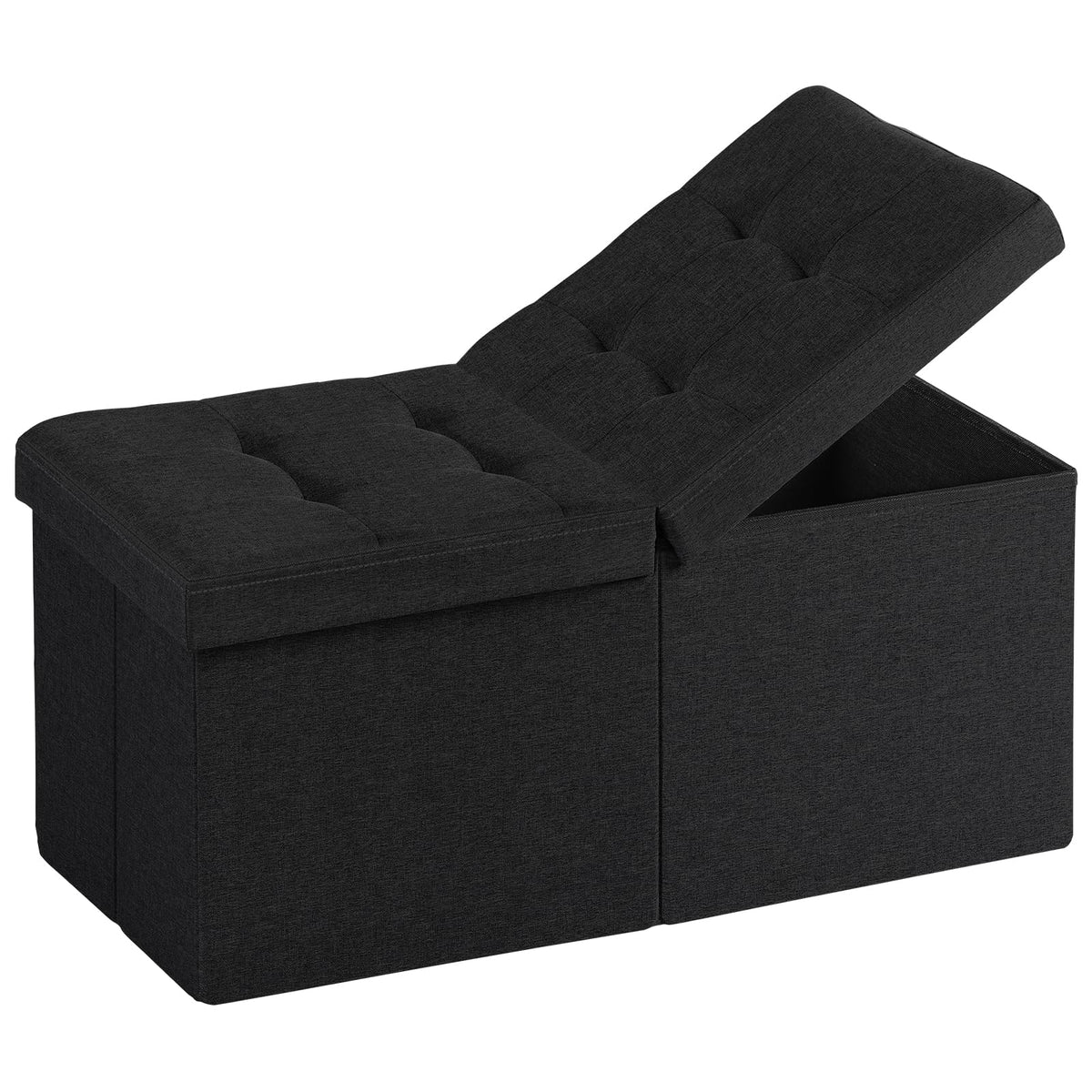 30-INCH Ottoman with Storage, Footrest Storage Bench, End of Bed Bench Coffee Table for Living Room, Bedroom, Entryway (Black)