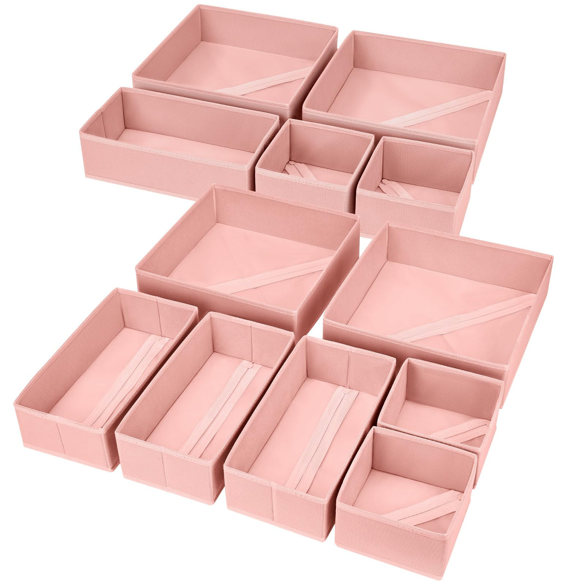 DIMJ Drawer Organizer Clothes, 12 Pack Dresser Organizer for Nursery, Baby Clothes, Underwears, Sock, Fabric Dresser Bins, Drawer Dividers, Foldable Closet Organizers and Storage(Beige)