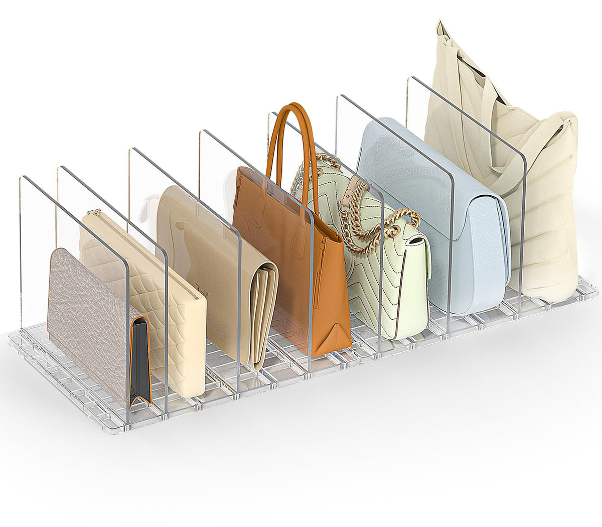 SortNStore Bag & Purse Organizer for Closet: Adjustable Clear Dividers