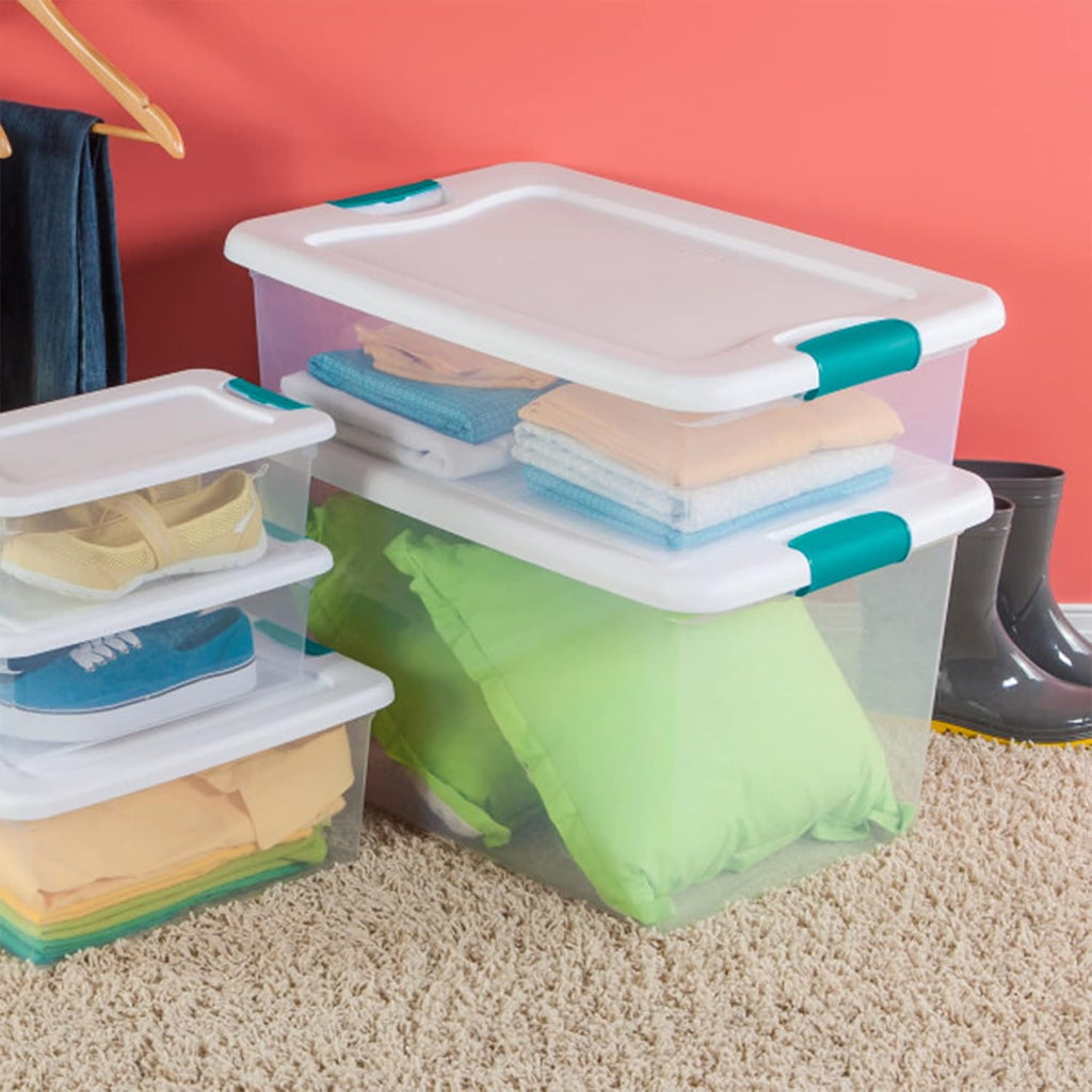 Sterilite Latching Storage Box, See-Through Base, 32-Qt